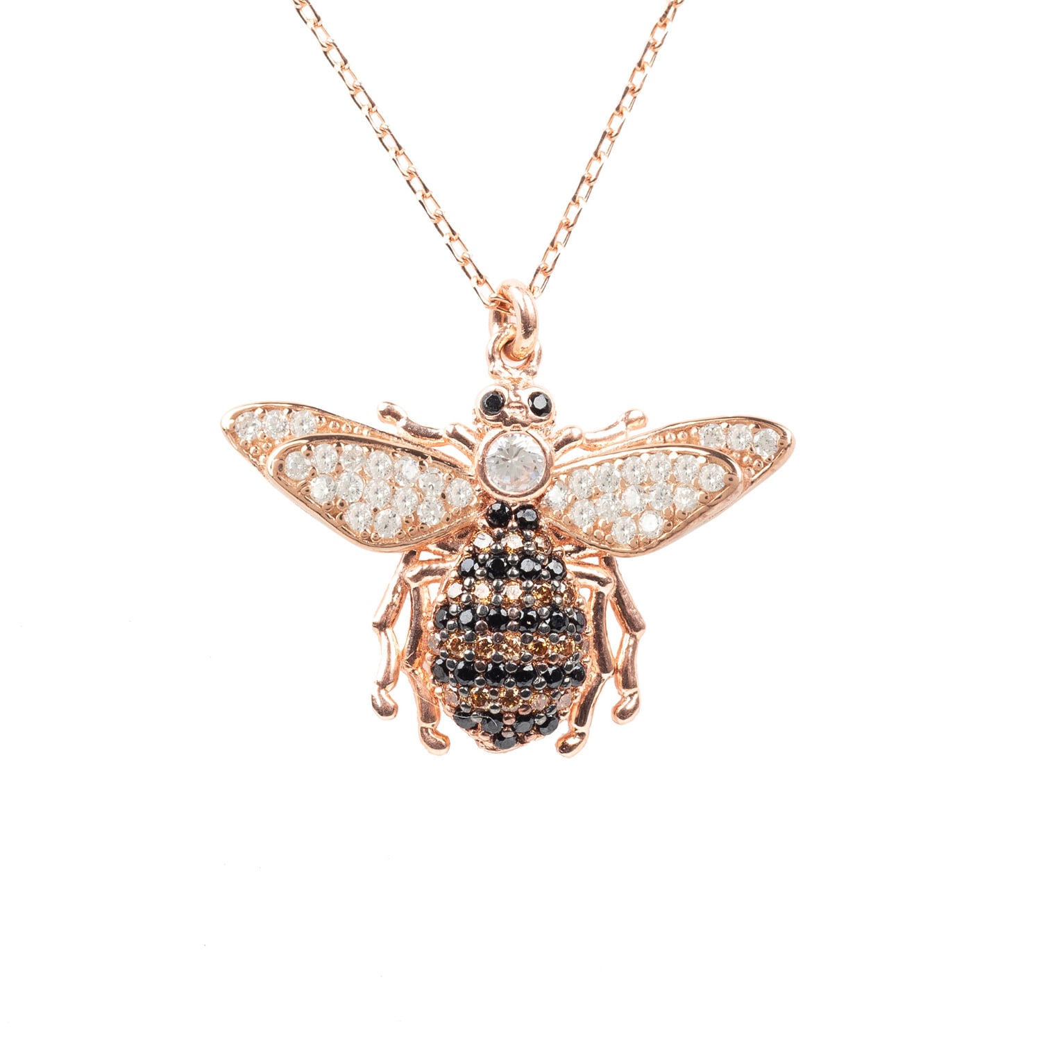 Women’s Rose Gold Honey Bee Pendant Necklace Rosegold Latelita