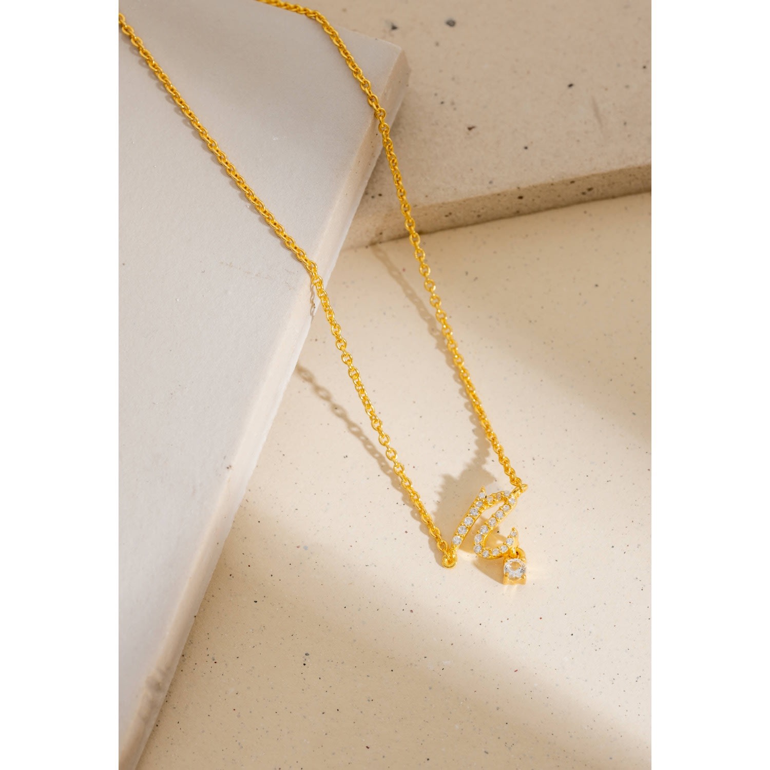 Lavani Jewels Women's Gold / White Zircon N Initial Necklace In Gold