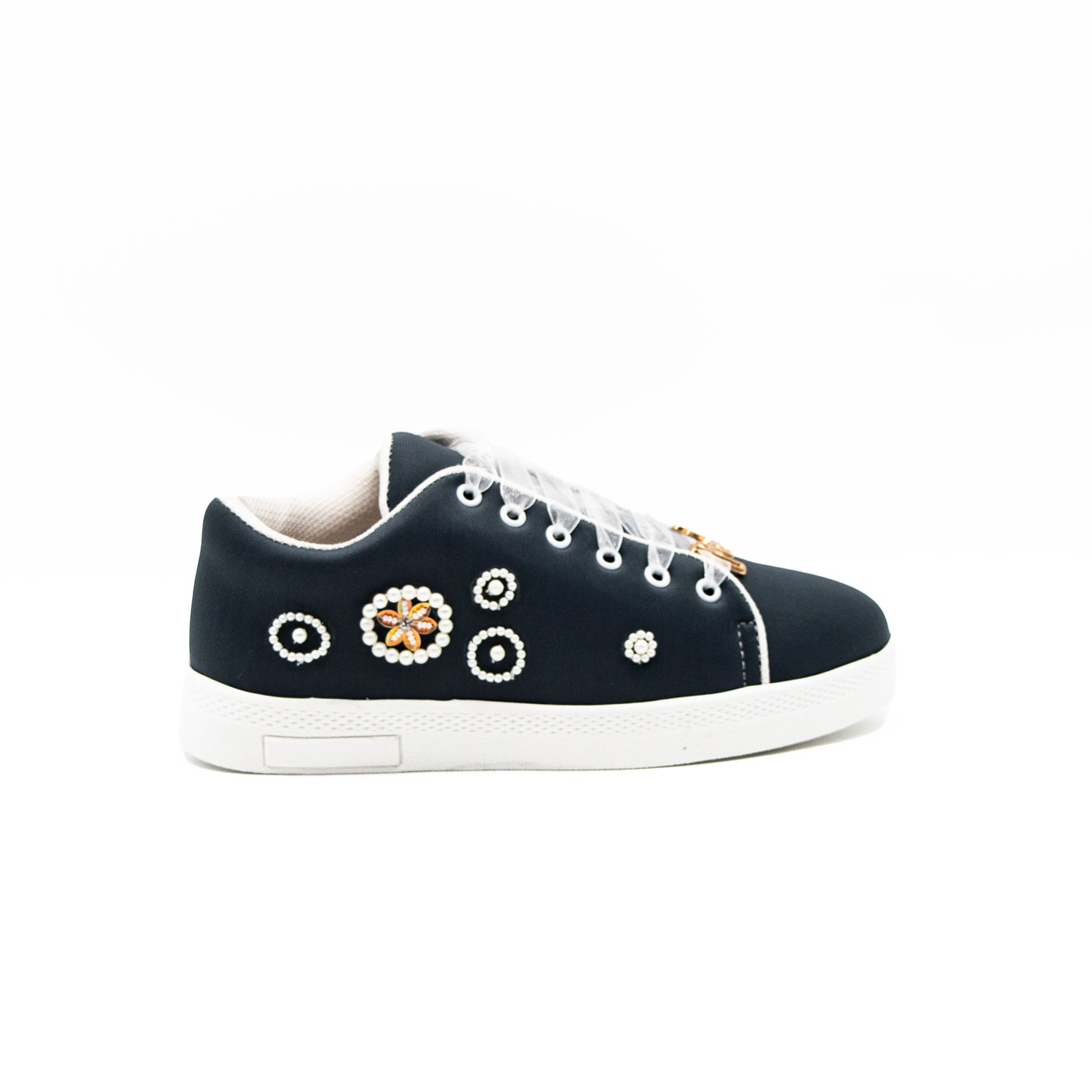 Rettrose Women's Grey The Katarina Luxury Charcoal Lycra Handmade Embellished Trainers In Grey