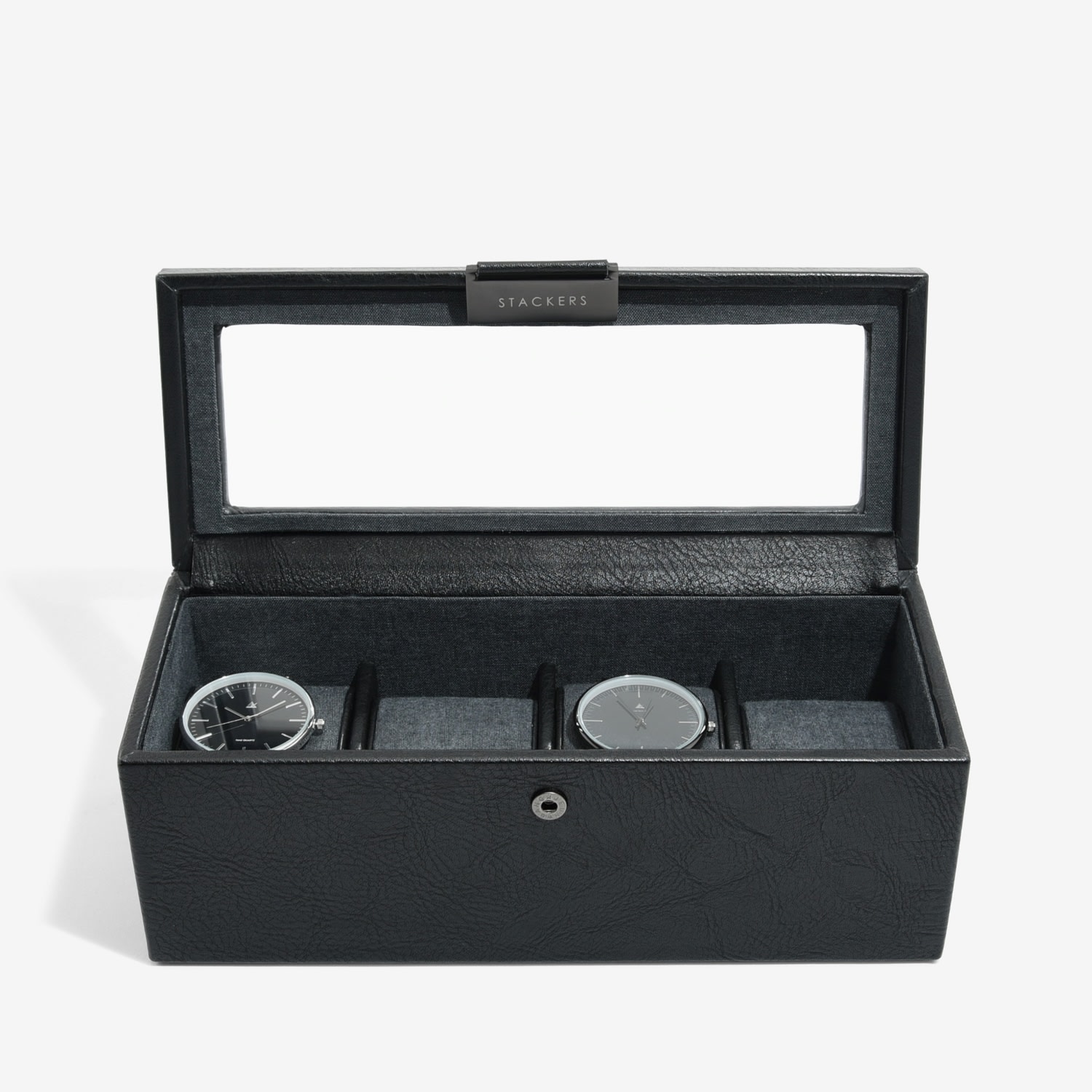 Stackers Men's  Black Four Piece Watch Box In Black