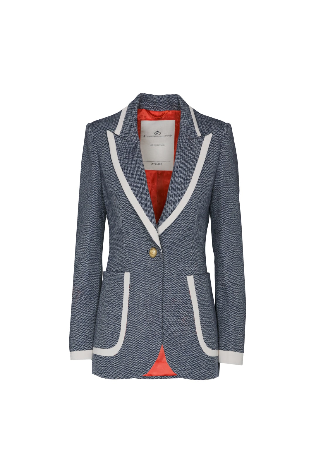 The Extreme Collection Women's Grey Grafito Laurent Herringbone 01 Blazer In Gray
