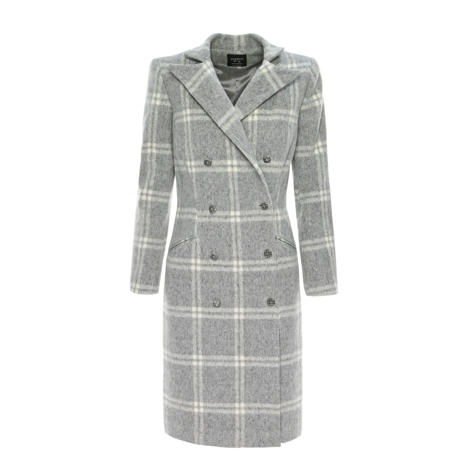 Women’s Grey Check Wool Chester Coat Extra Large Avenue no.29