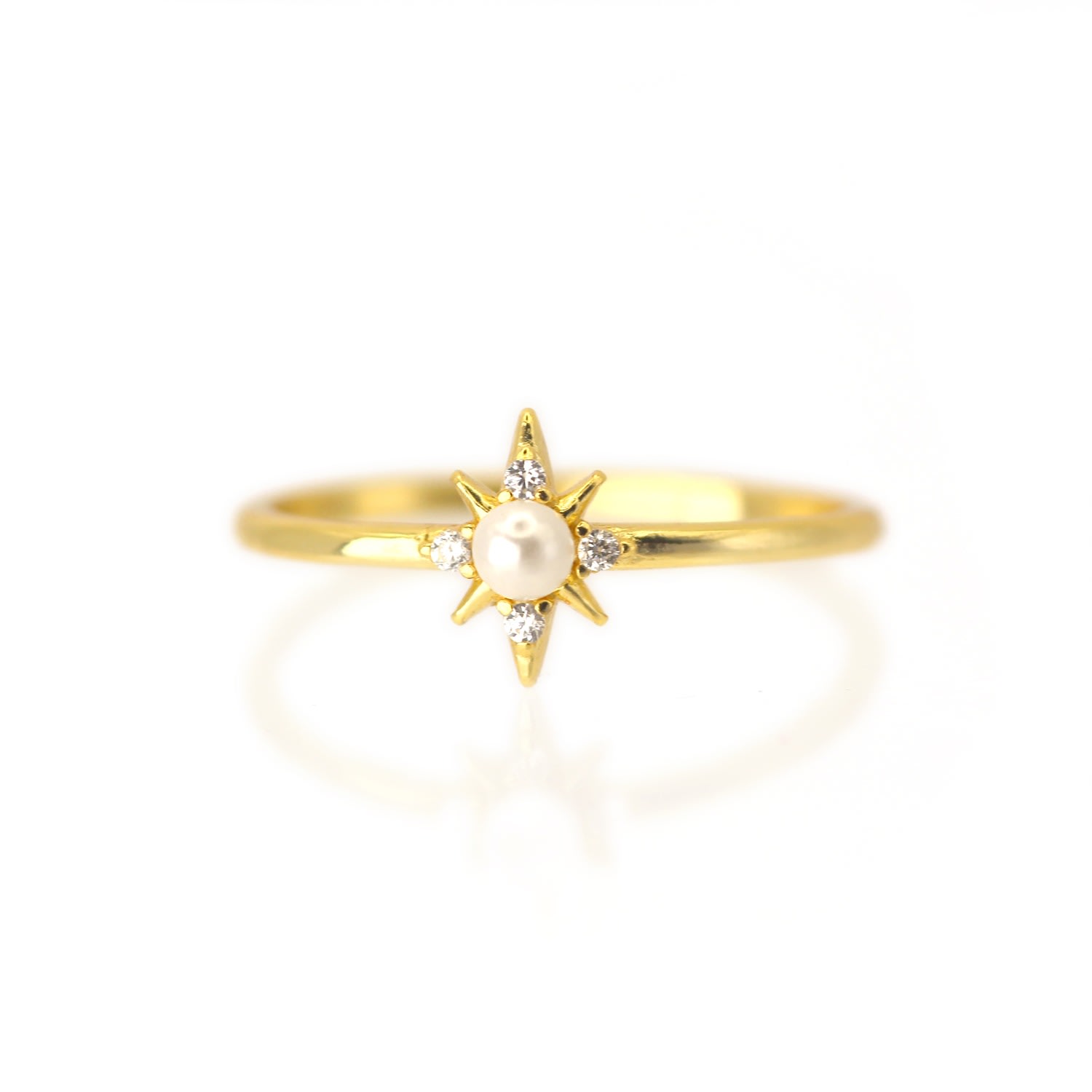 Women’s North Star Pearl Gold Ring Vicstonenyc Fine Jewelry
