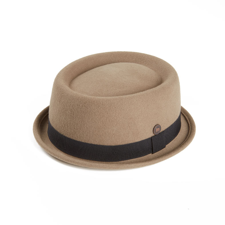 Men's Neutrals / Brown Jack Khaki Felt Skimpy Brim Short Brim Rude Boy Mod Style Porkpie Hat | 59Cm | Dasmarca Hats