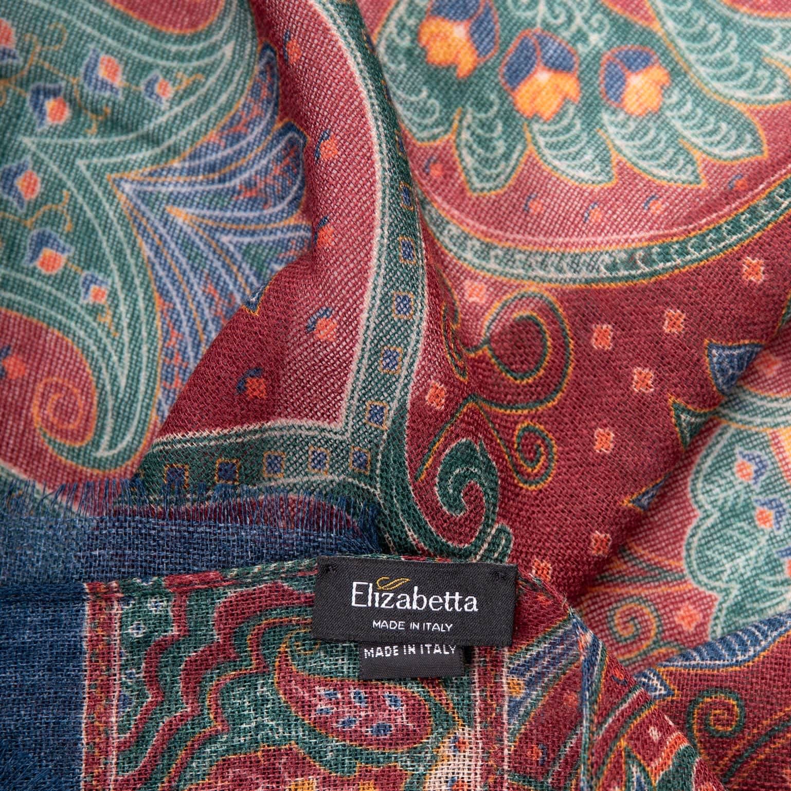 Elizabetta Mens Red Silk Paisley Scarf - Made in Italy