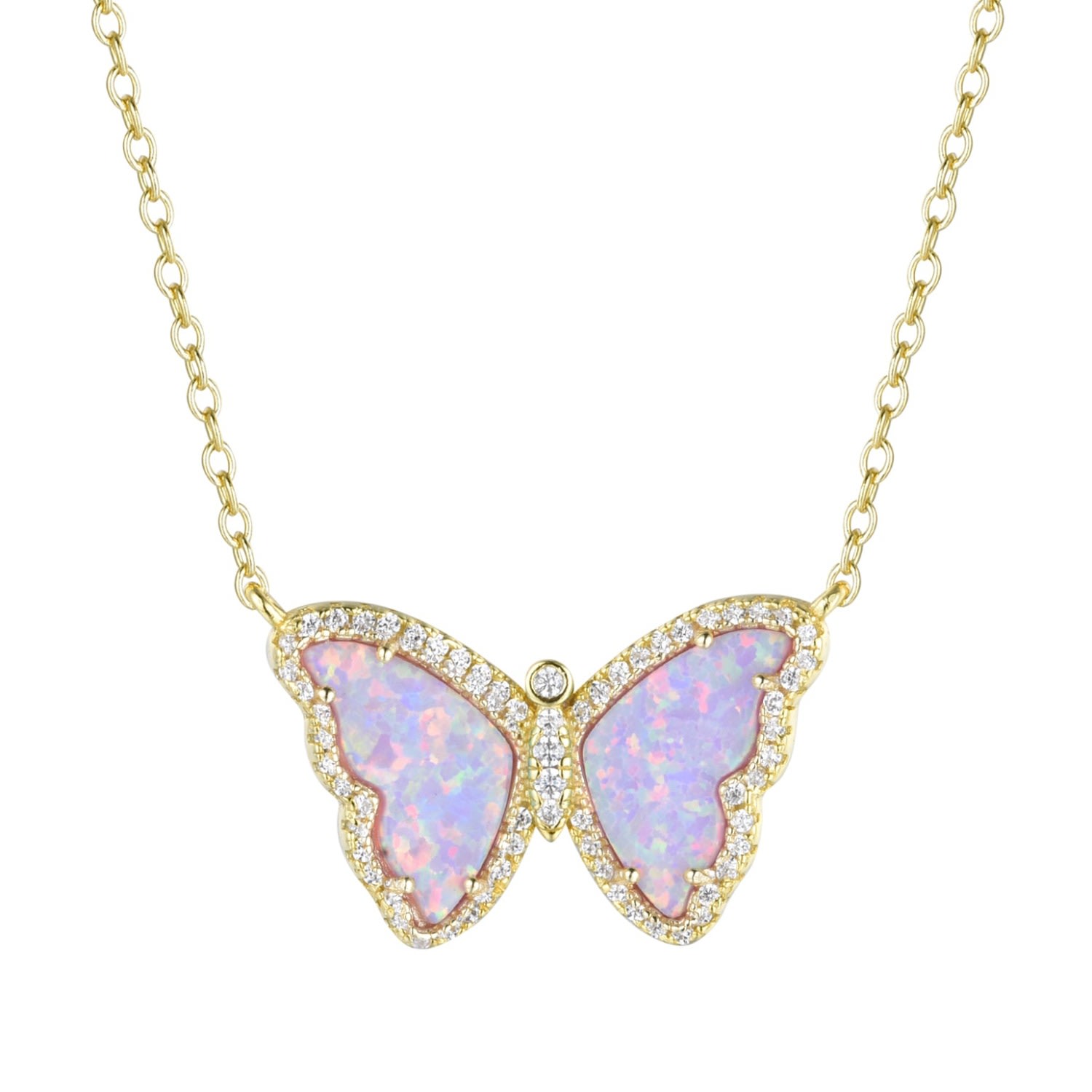 Kamaria Women's Purple Opal Butterfly Necklace - Lavender In Purple