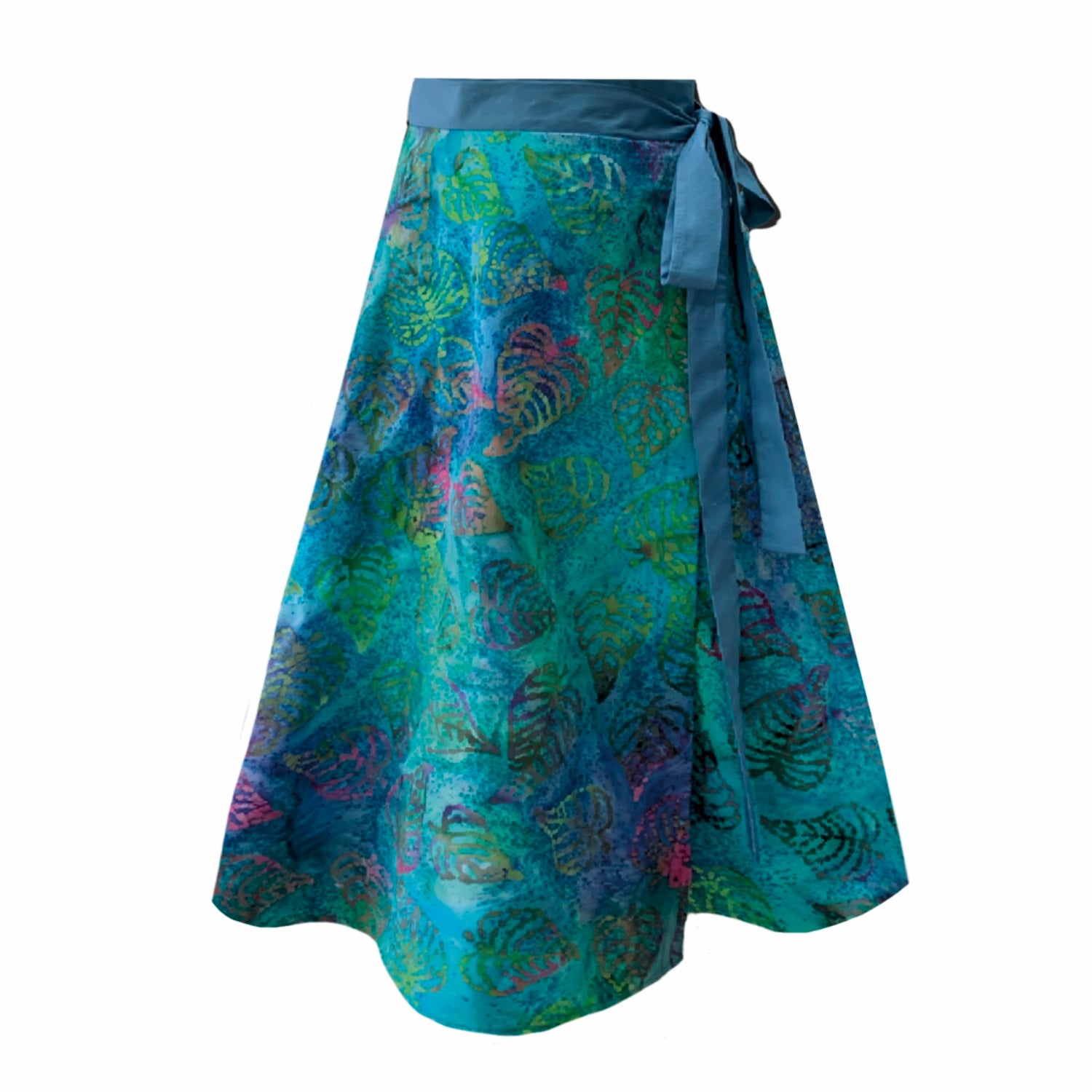 Frock Tales Women's Green / Blue Meyer Waterside Print Wrap Midi Skirt With Pockets In Green/blue