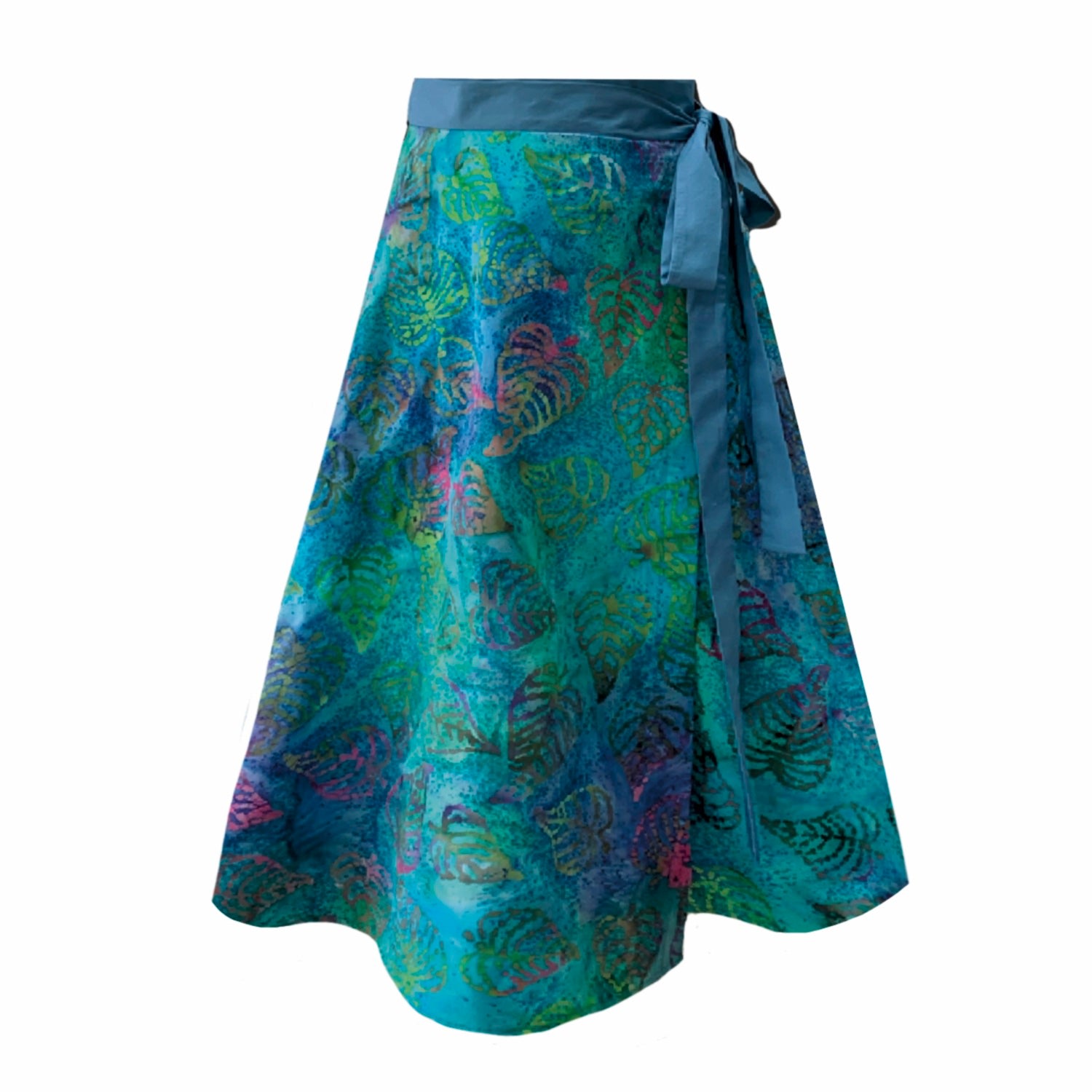 Women’s Green / Blue Meyer Waterside Print Wrap Midi Skirt With Pockets Extra Large Frock Tales