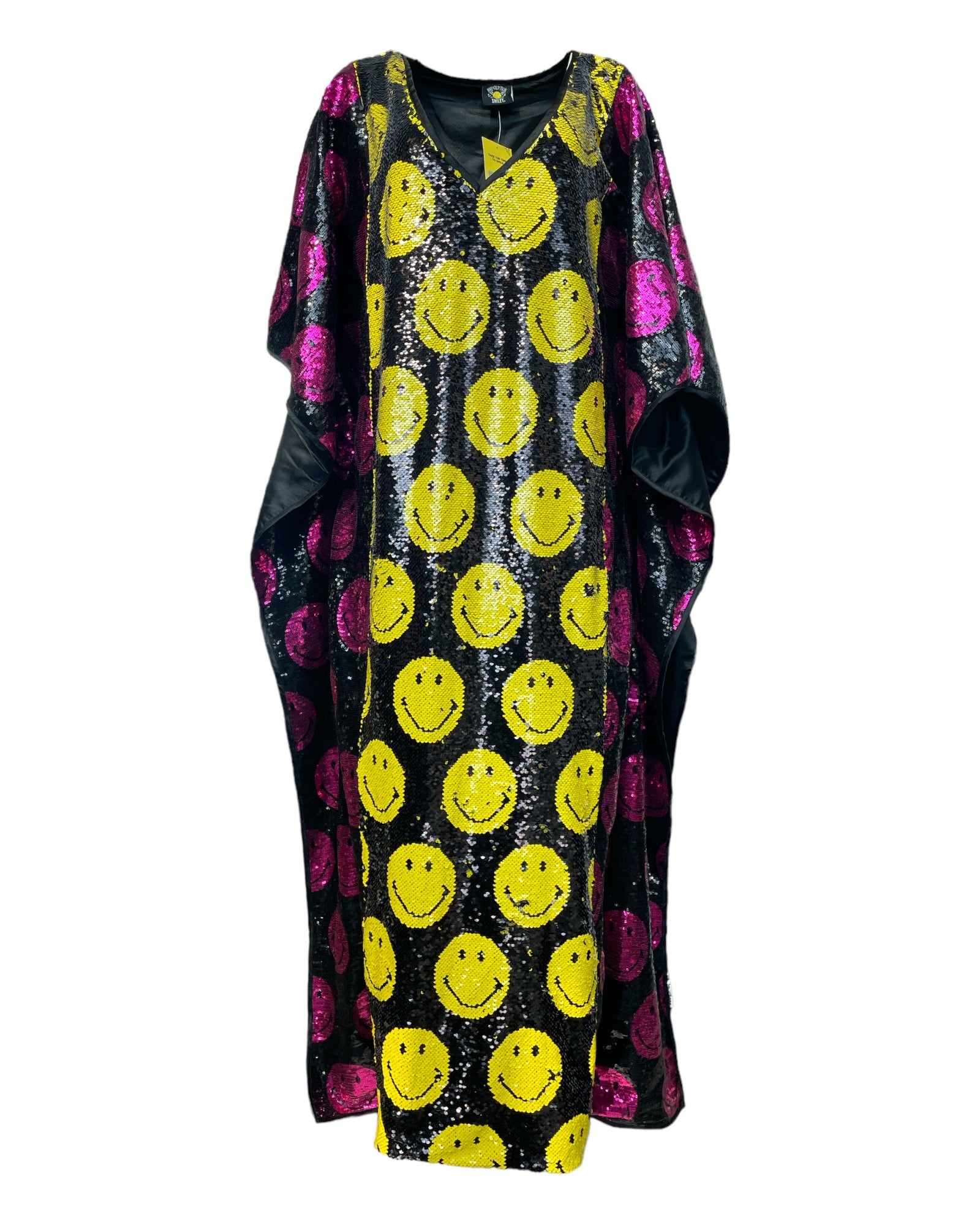 Women’s Black / Yellow / Orange Any Old Iron X Smiley Stacked Smiles Kaftan One Size