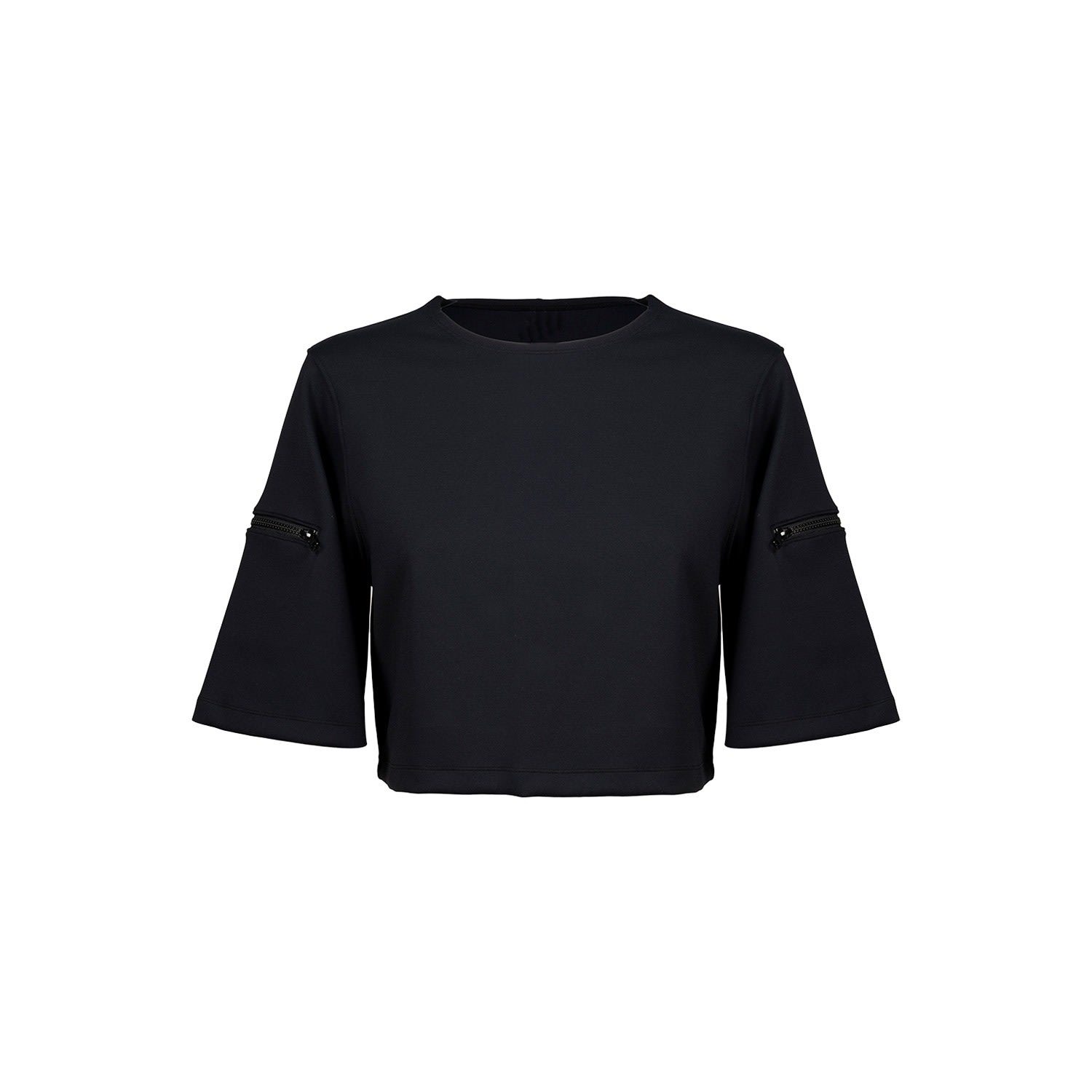 Women’s Cropped Sleeve Pocket Blouse Nero Black Small Balletto Athleisure Couture