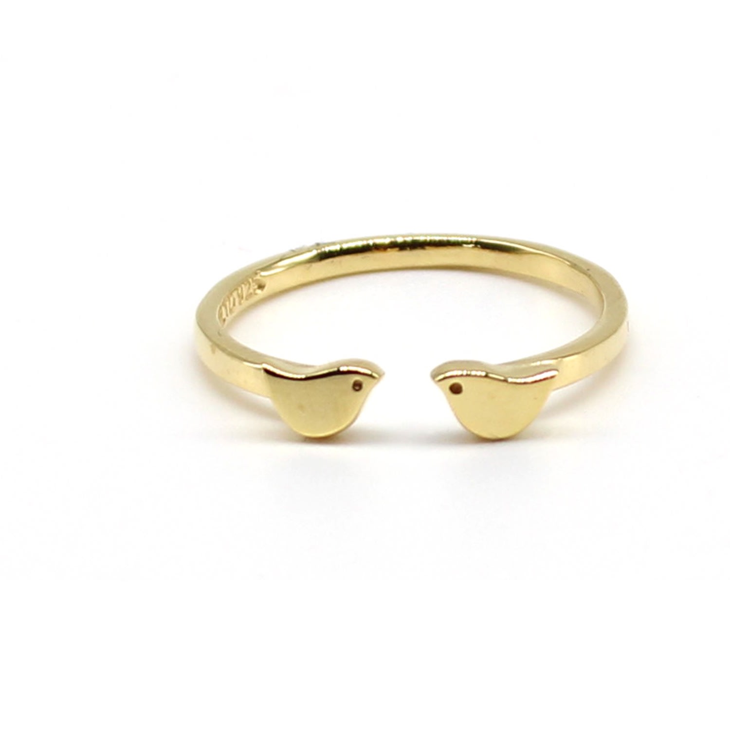 Lime Tree Design Women's Mini Bird Adjustable Ring - Gold Vermeil In Gold