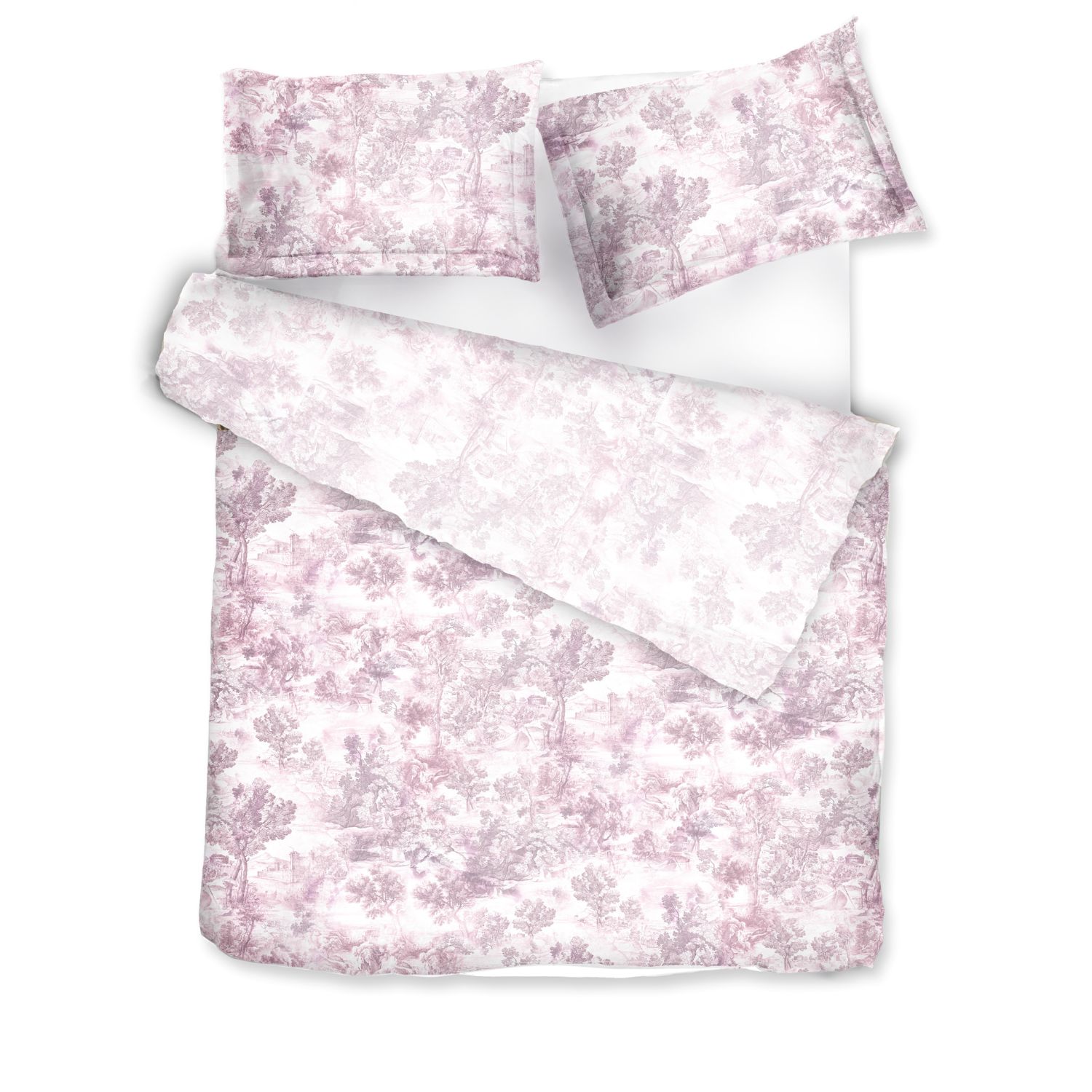 Decoflux Home White / Pink Cotton Bedding Set Toile Pink Uk Super King, Us King In Multi