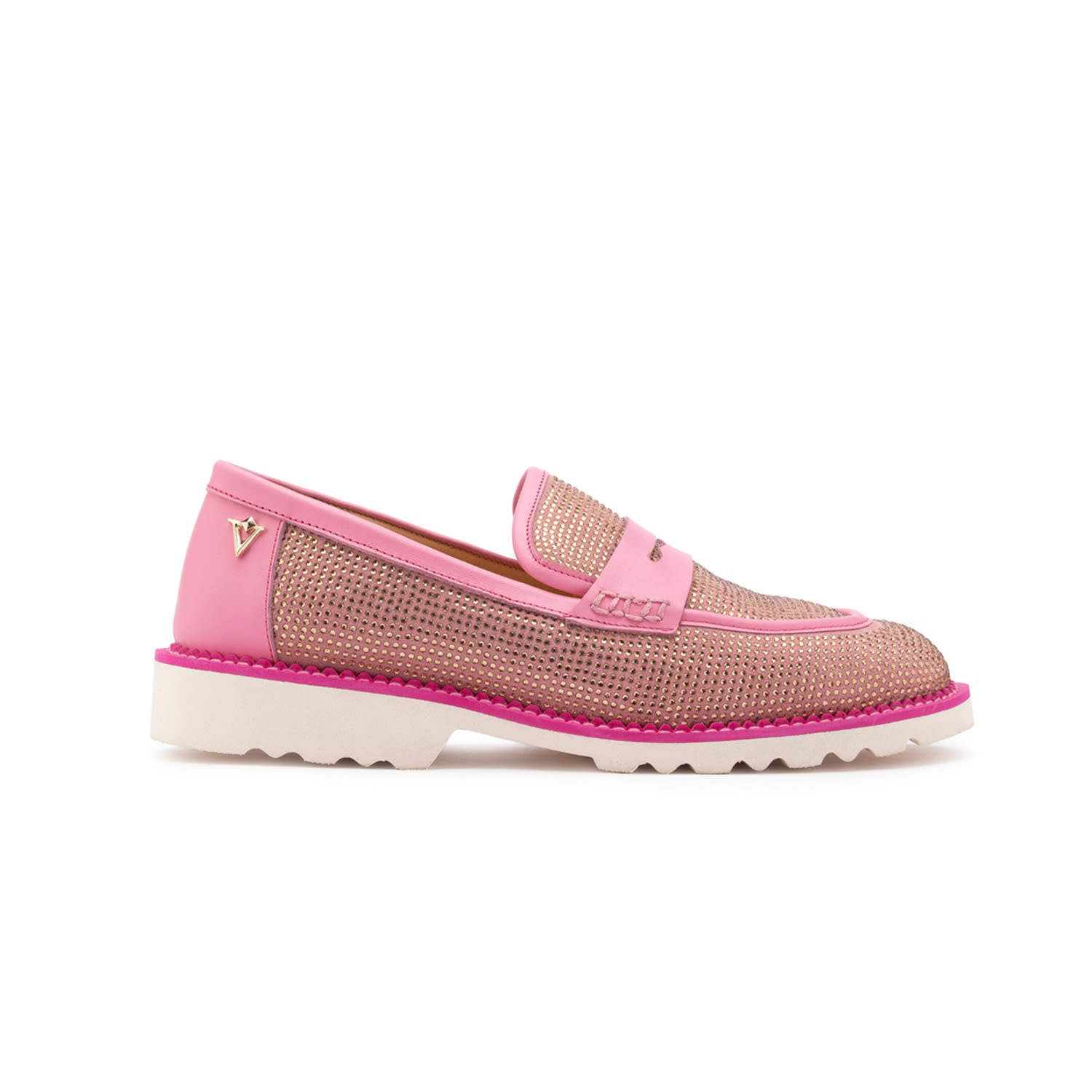 Ilvi Pink / Purple Ekala Pink Suede Leather Women's Loafer With Stones In Pink/purple