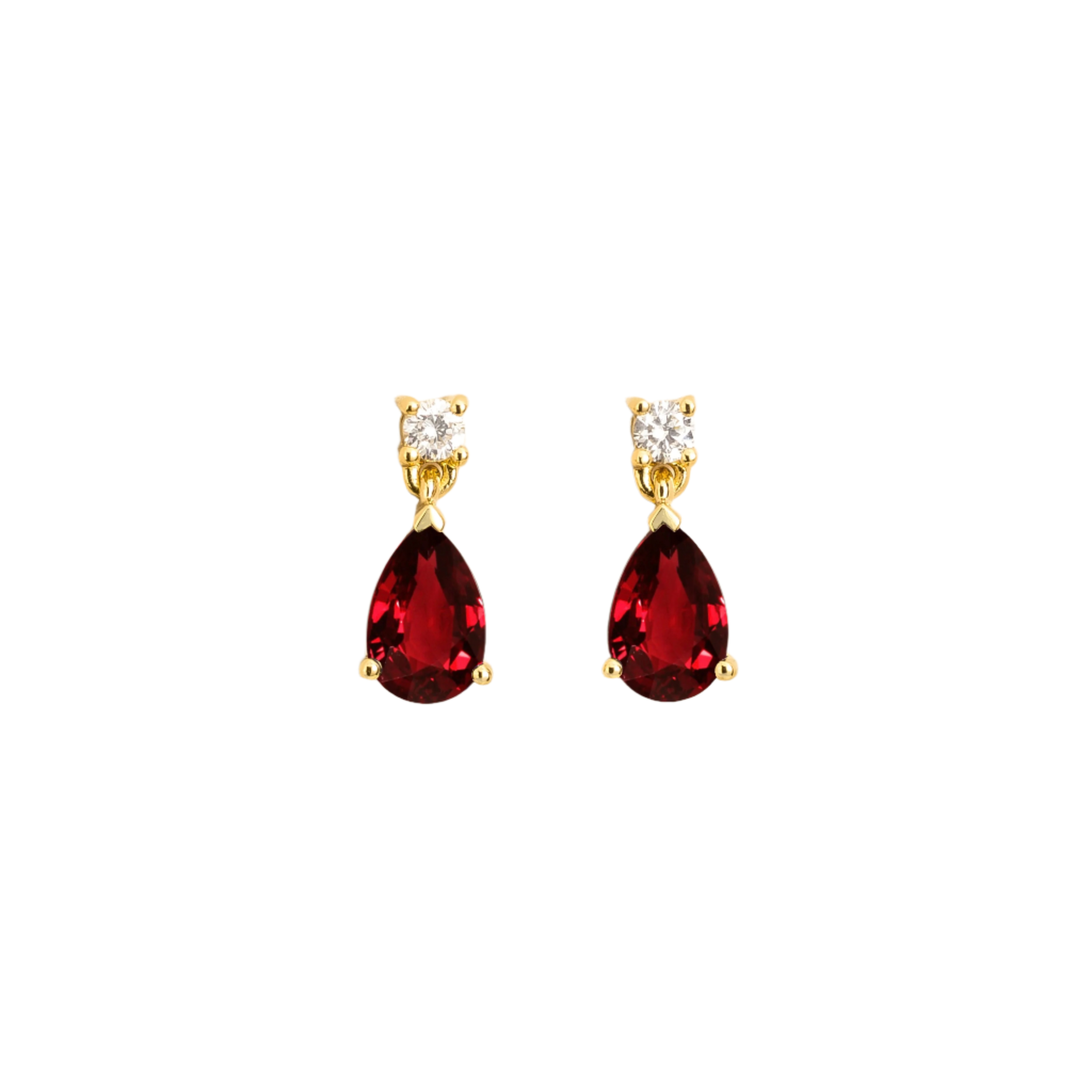 Juvetti Women's Red / Gold / White Pisa Gold Earrings Set With Ruby & Diamond In Multi