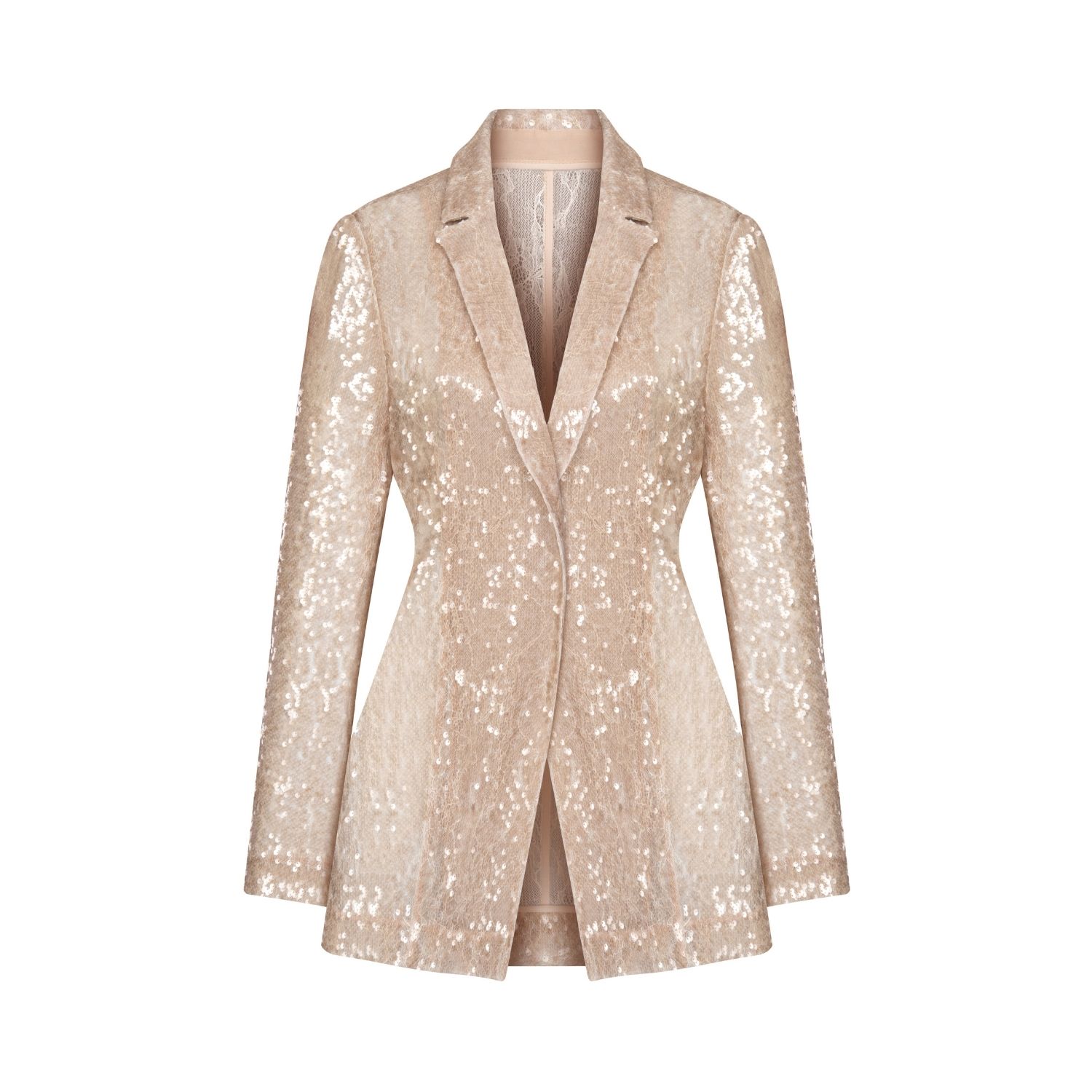 Women's Gold Beige Sequin Jacket | Medium | Elsava