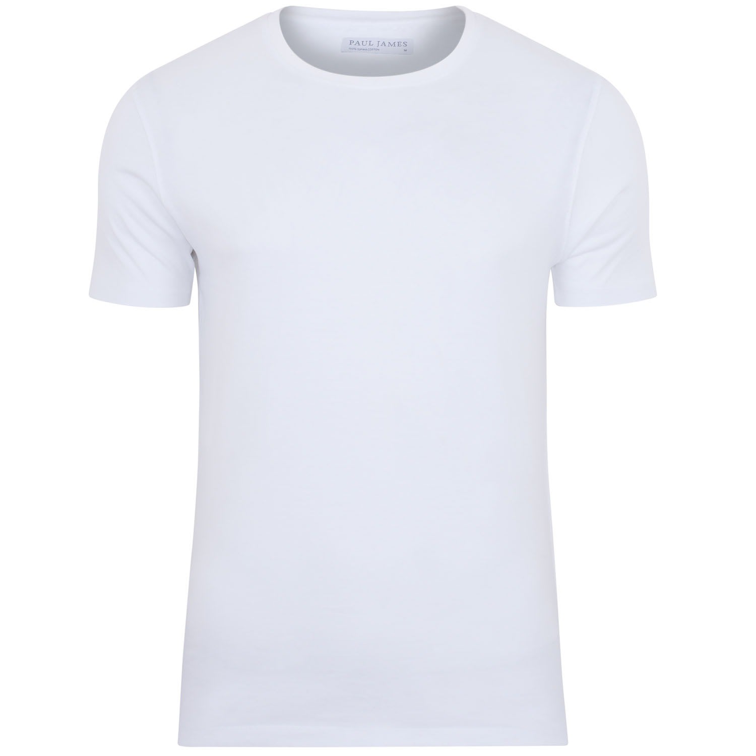 Mens Heavyweight Charles Fitted Supima Cotton T-Shirt- White Large Paul James Knitwear