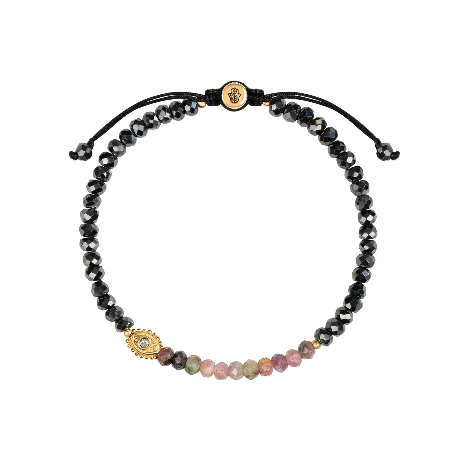 Karma And Luck Women's Grey Grounded In Love - Evil Eye Tourmaline Hematite Bracelet In Black