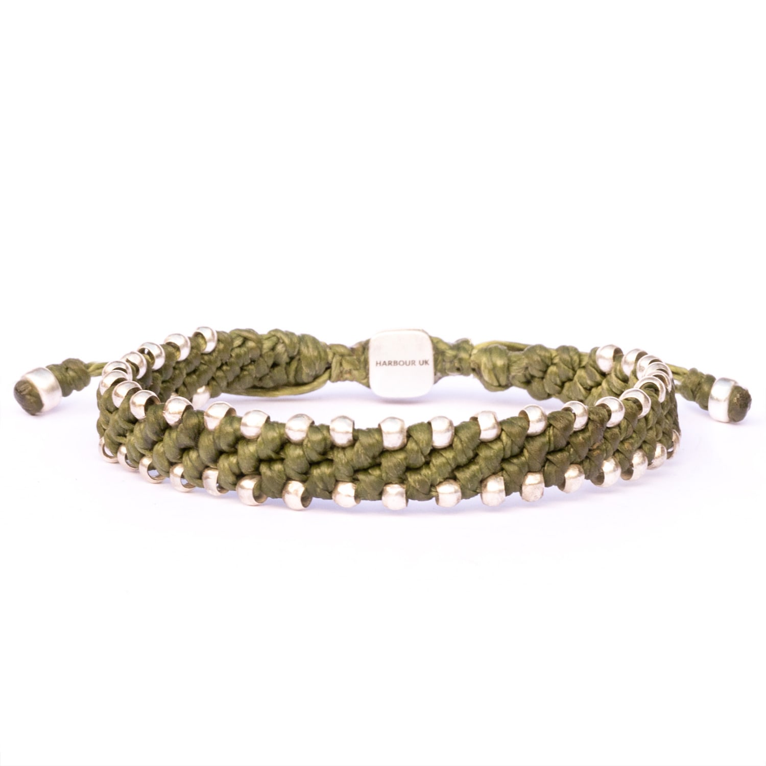 Harbour Uk Bracelets Eco-friendly Men's Chunky Silver And Apple Green Waterproof Rope Bracelet - Green In Green
