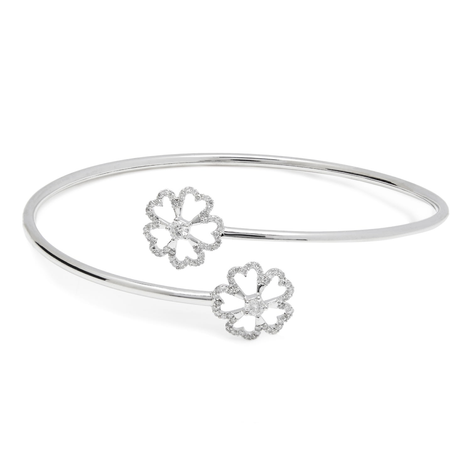 Women’s Silver Open Flower Bangle Kaizarin