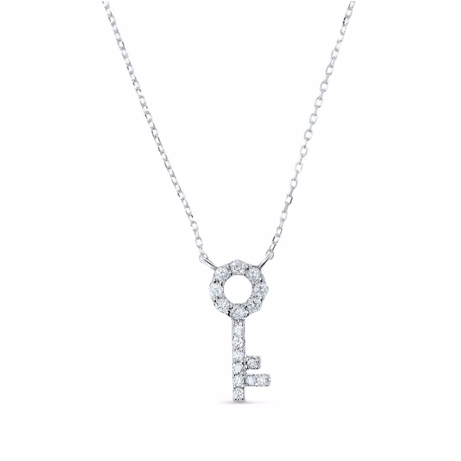 Women’s Silver Key Necklace 14K White Gold Cosanuova