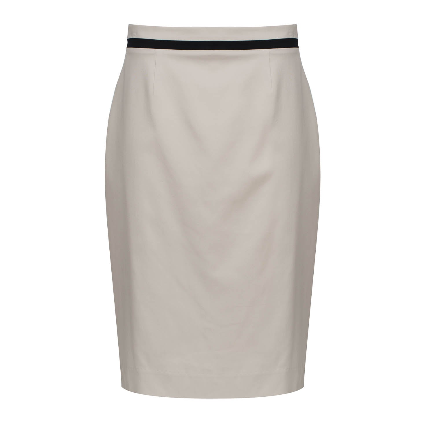 Conquista Women's Neutrals Tailored Pencil Skirt With Contrast Waistband - Beige In Beige