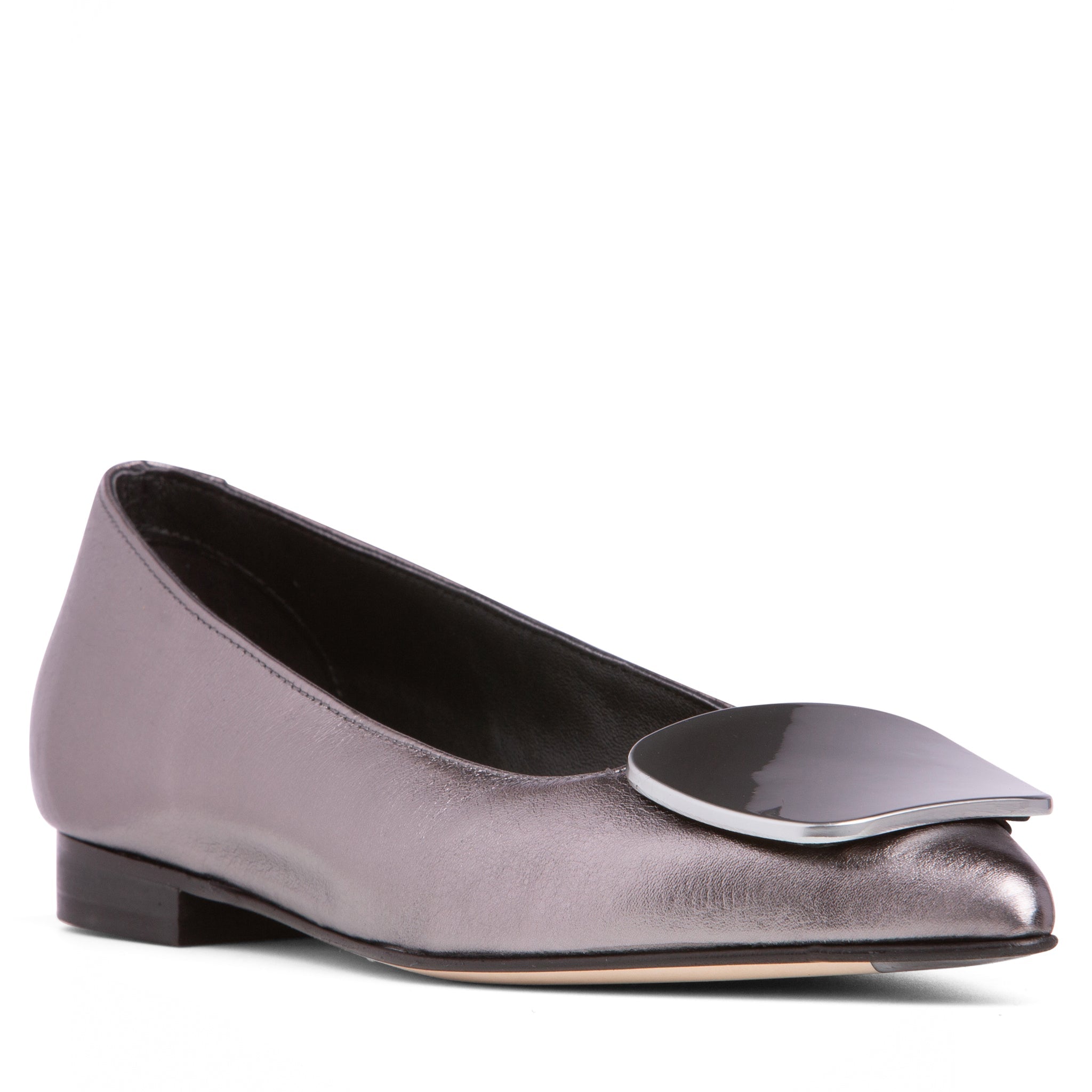 Women’s Martina Silver Leather Work Or Evening Ballerina Flat 3 Uk Beautiisoles by Robyn Shreiber Made in Italy