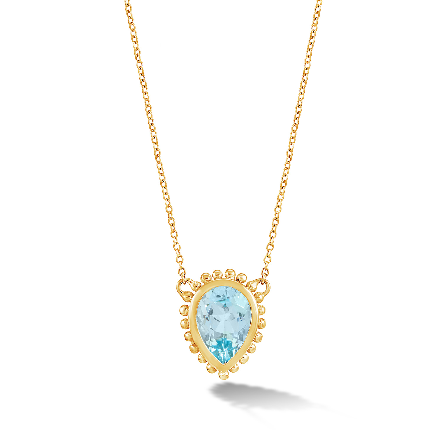 Dower & Hall Women's Gold / Blue Fine Yellow Gold Anemone Large Teardrop Pendant With Blue Topaz In Gold