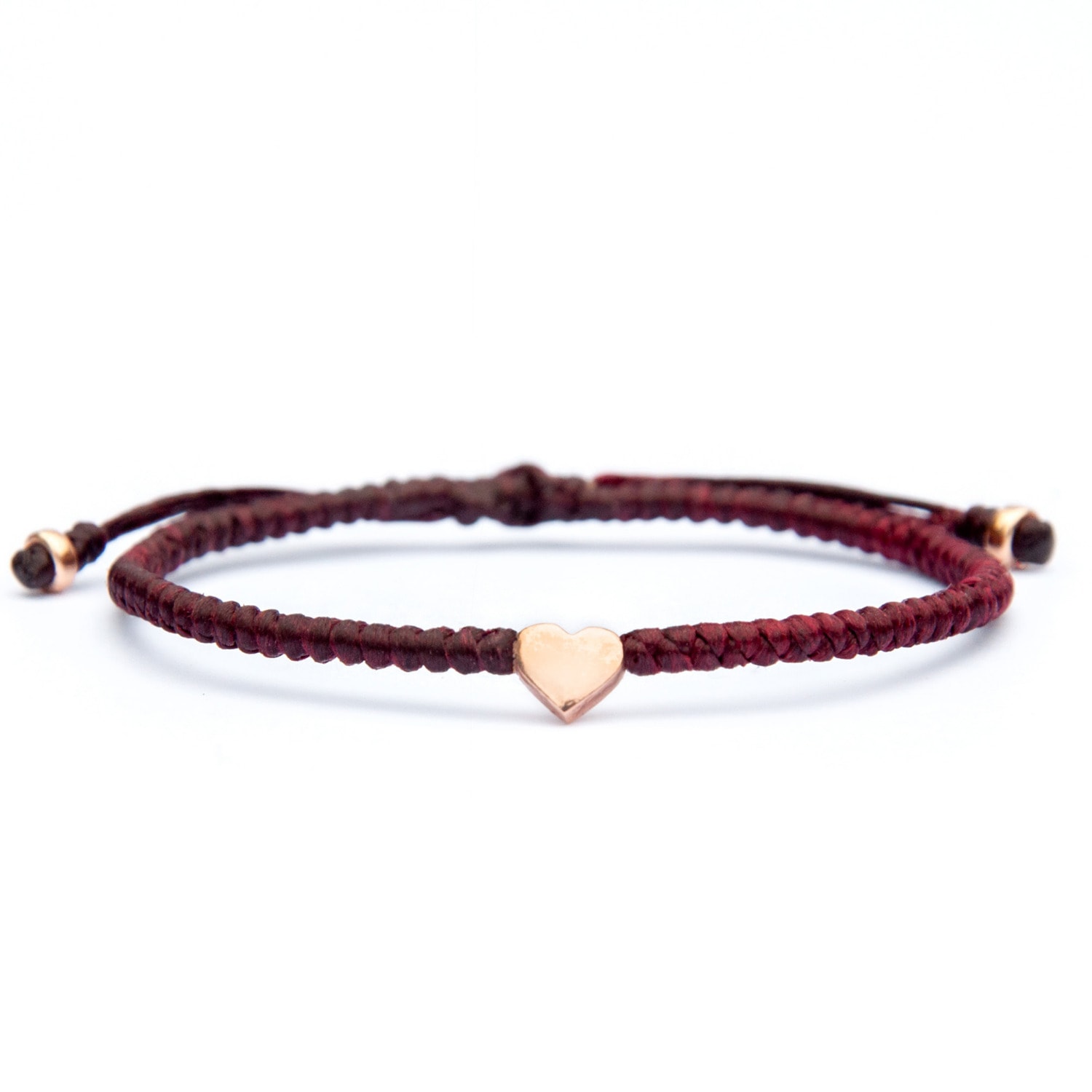 Harbour Uk Bracelets Tiny Rose Gold Heart Wine Red Bracelet For Women - Red In Red
