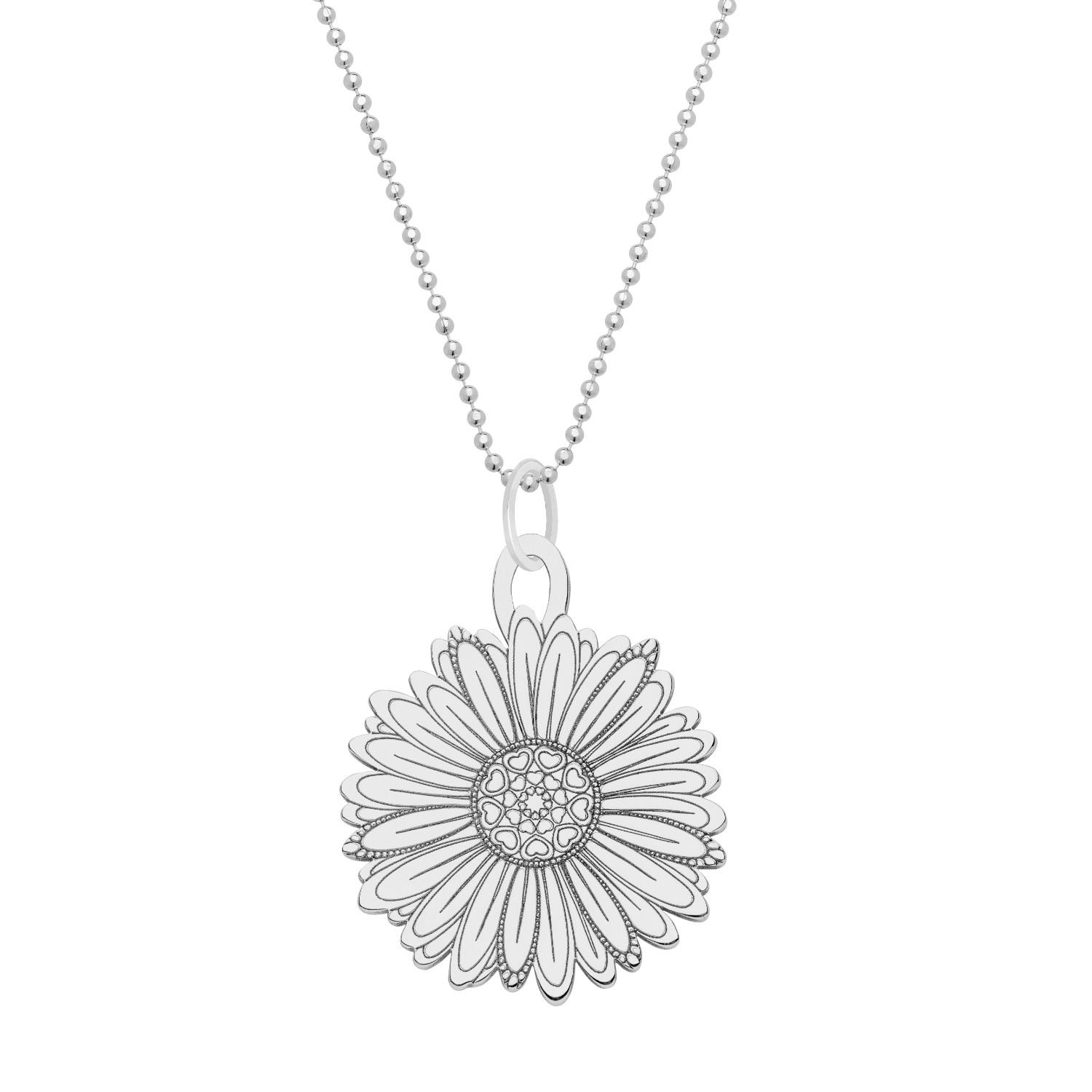 Women’s Medium Silver Daisy Flower Pendant Necklace Cartergore