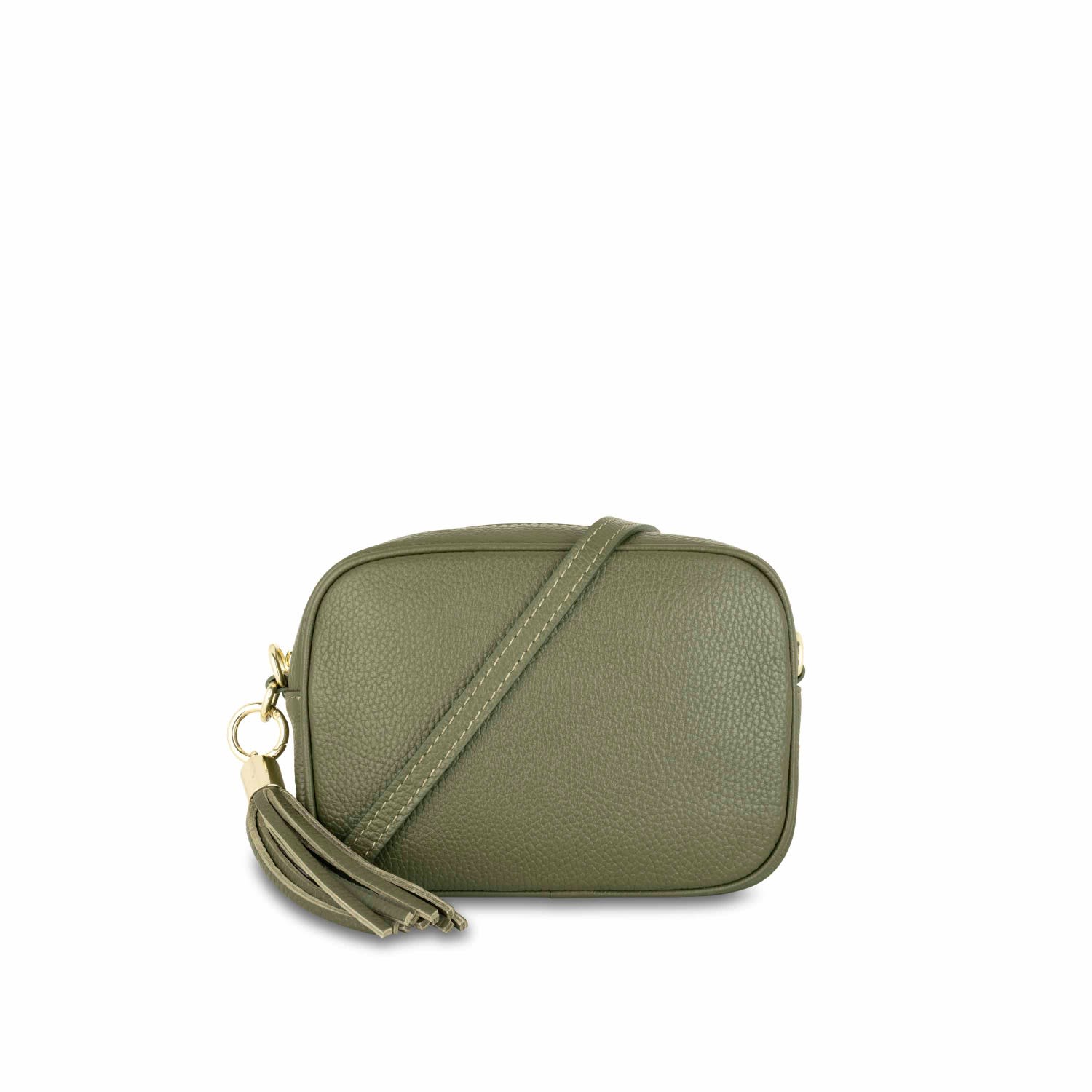 Apatchy London Women's The Tassel Olive Green Leather Crossbody Bag In Blue