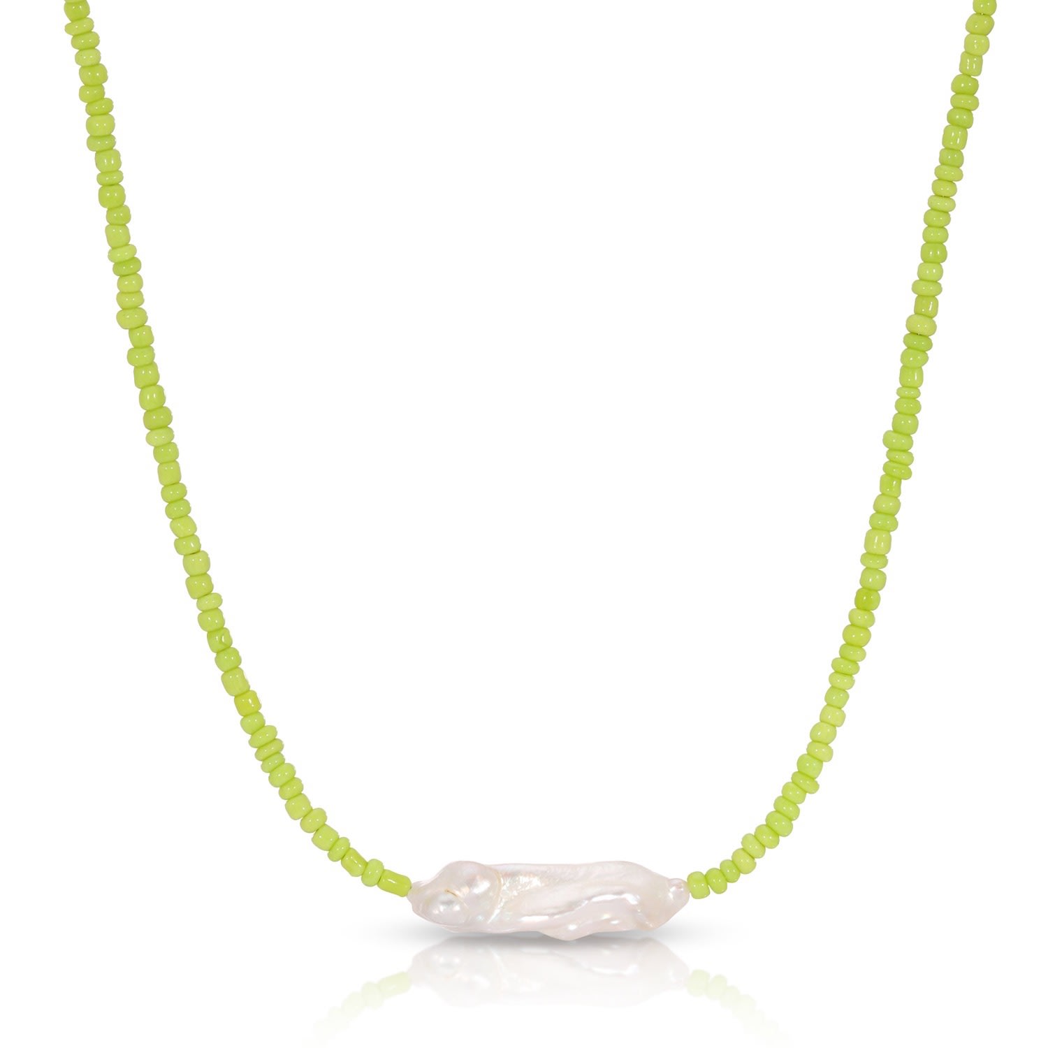 Women’s Coloured Baroque Pearl Necklace - Green Essentials Jewels