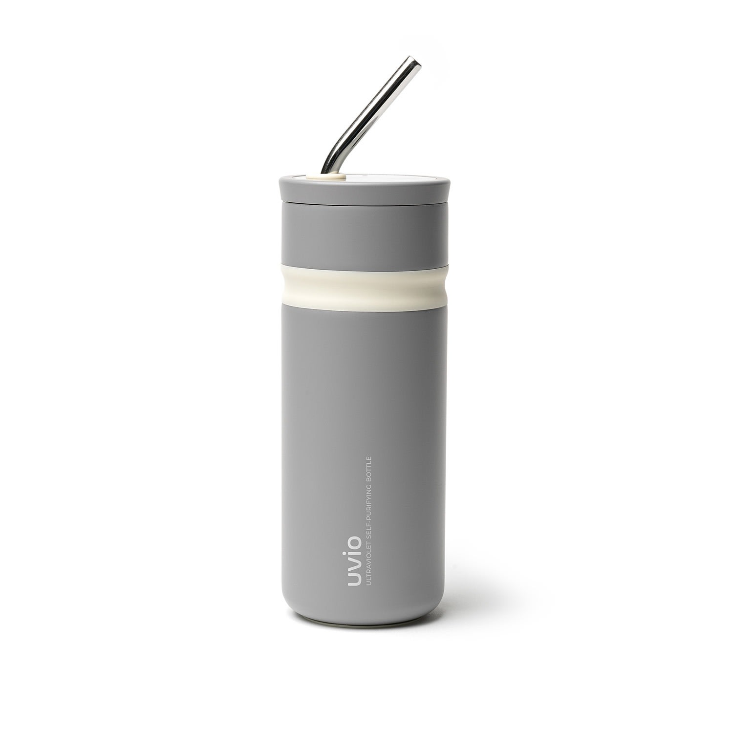 Grey Uvio Ultraviolet Self-Purifying Straw Water Bottle-Elephant Gray Ohom