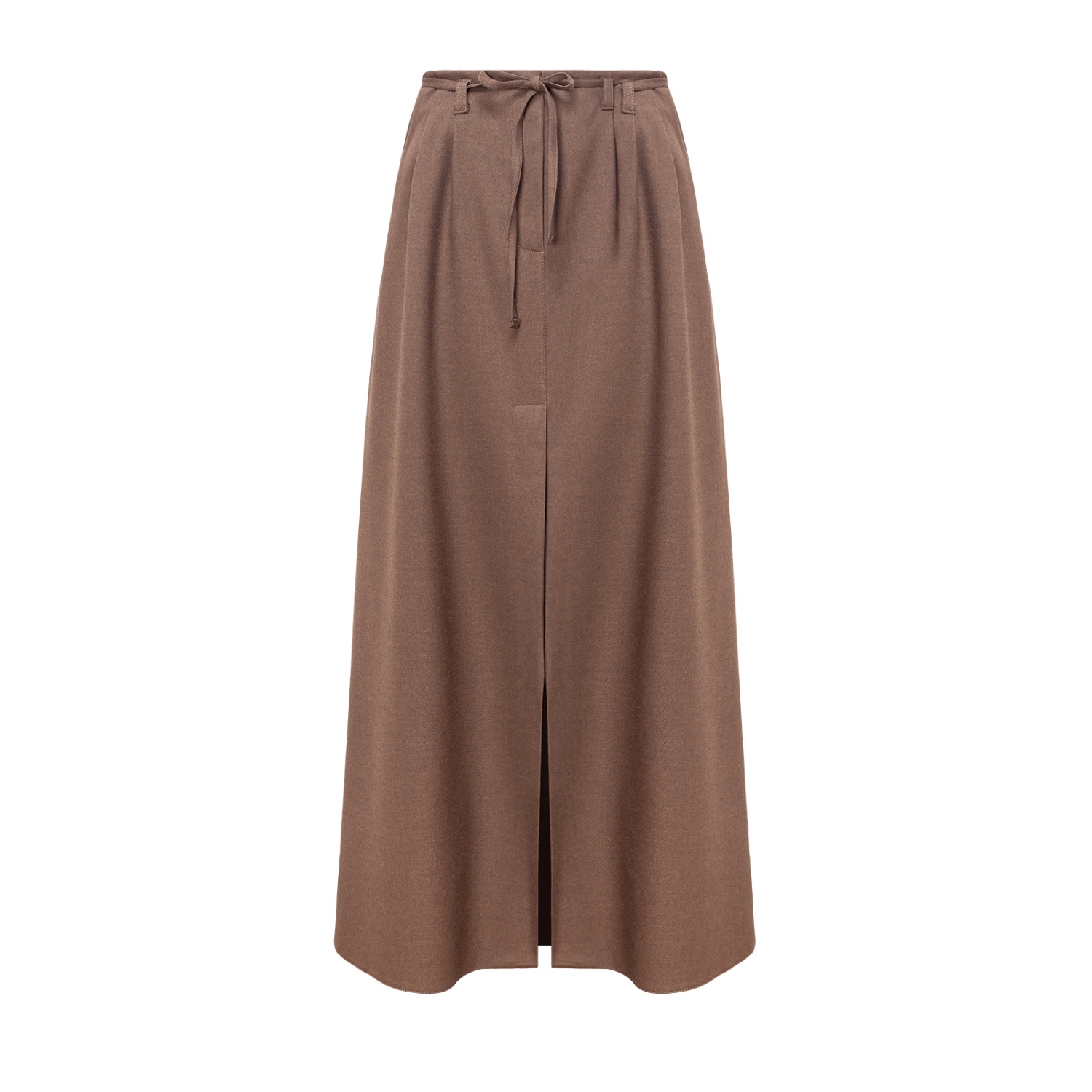 Mandragora Women's Brown Long Wool Skirt With A Slit - Marie In Brown