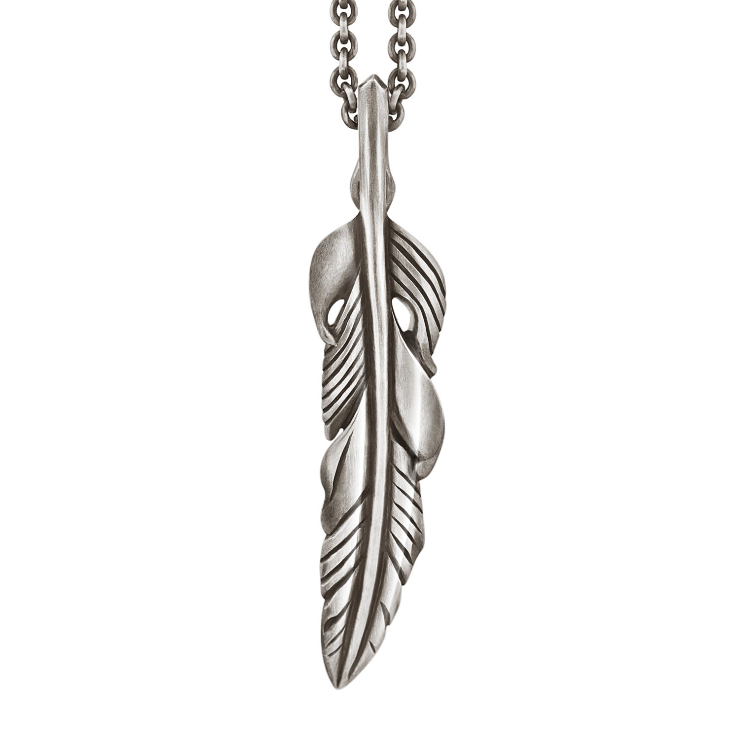 Women’s Feather Pendant In Sterling Silver Snake Bones