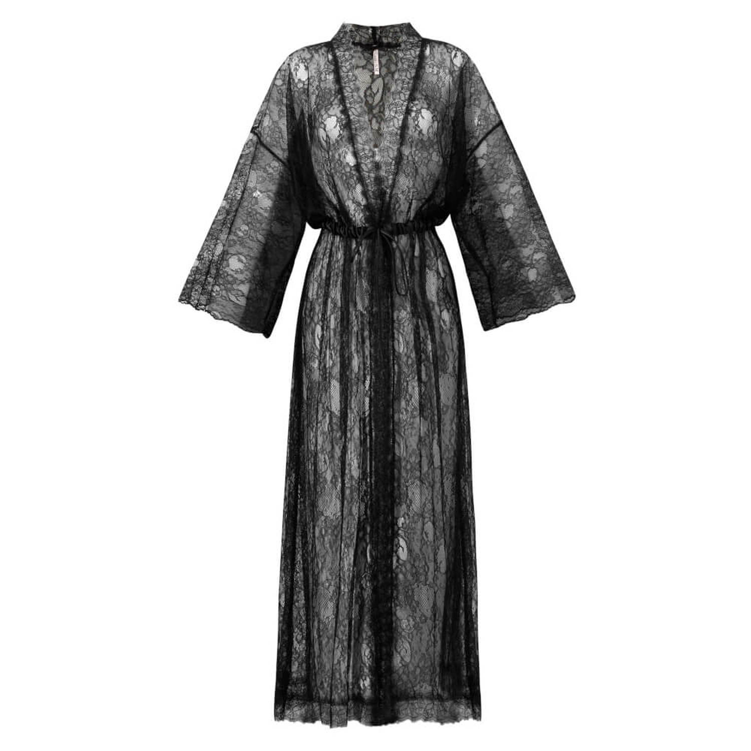 Oh!zuza Night&day Women's Black Lace Maxi Robe In Black