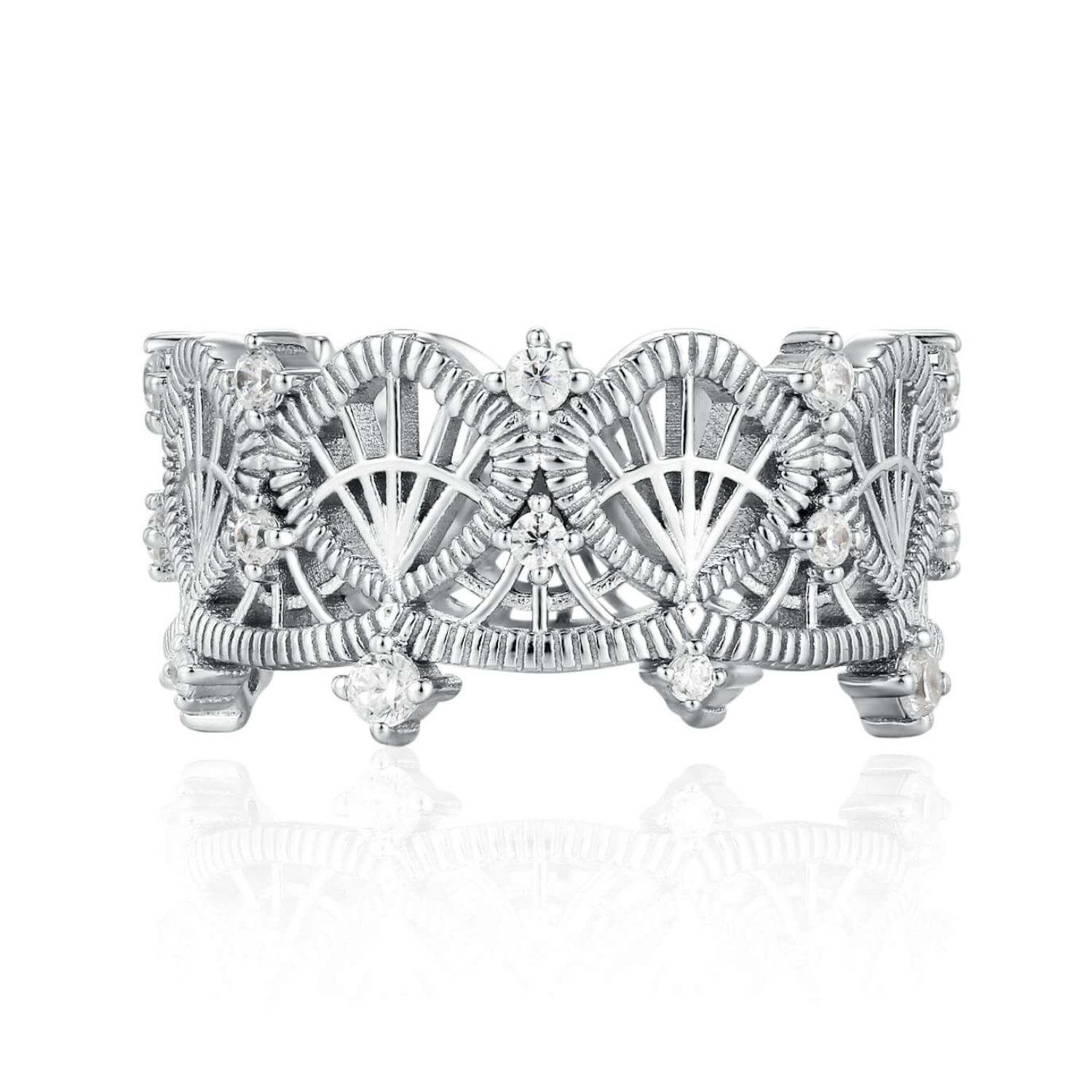 Azura Jewelry New York Women's Silver Siren's Shell Ring White Gold Vermeil