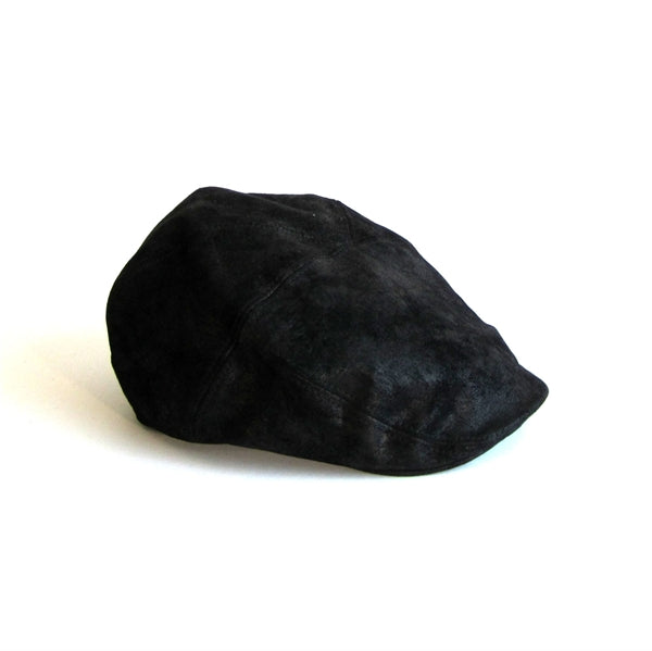 Dasmarca Hats Alex Carbon Black Suede Leather Cap For Men In Black
