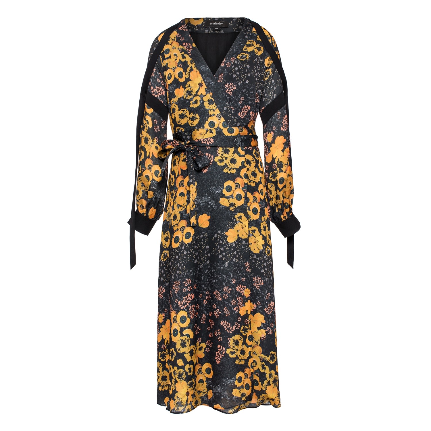 Women's Flower Print Wrap Dress | Large | Smart and Joy