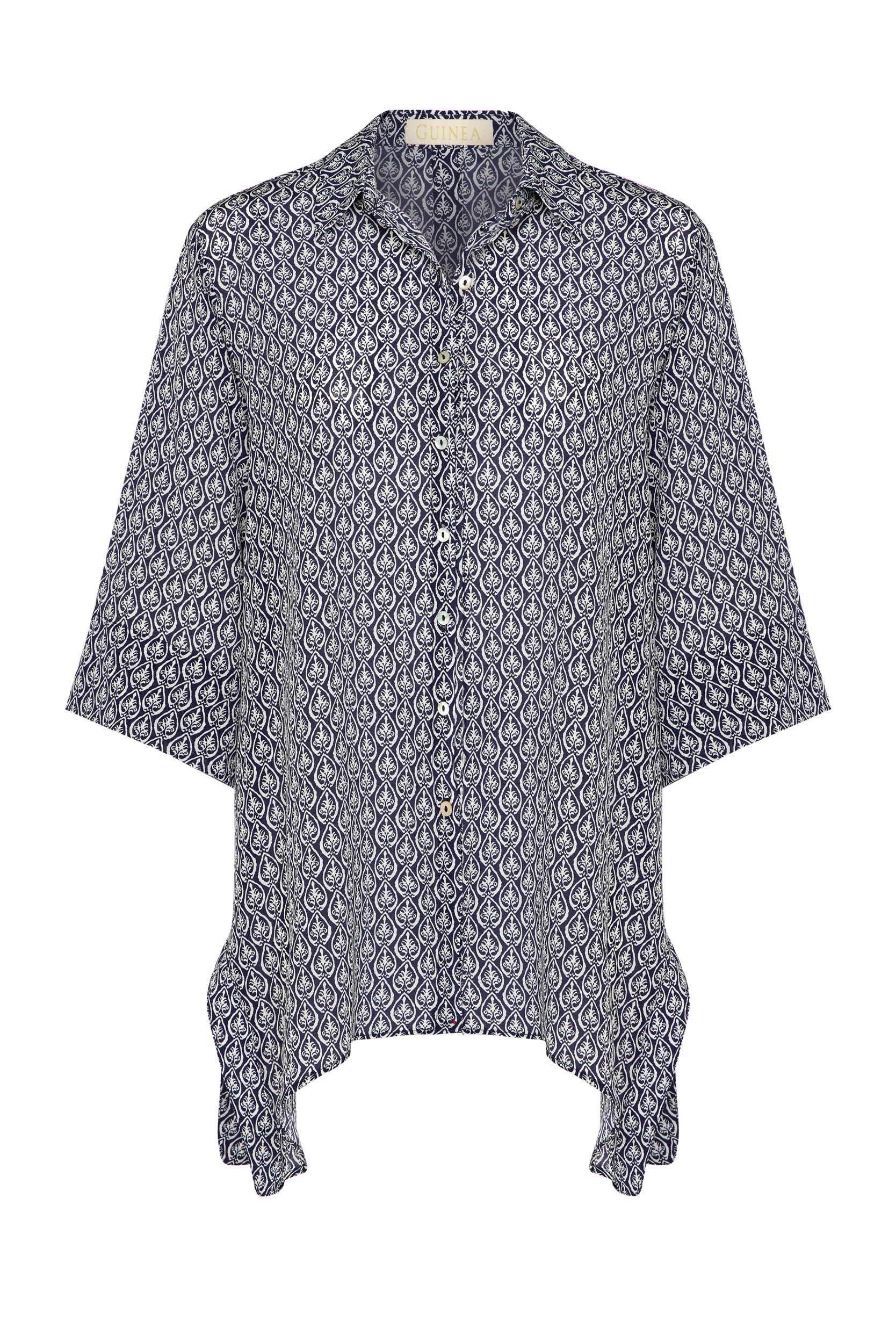 Guinea Women's Blue / White Pure Silk Summer Top