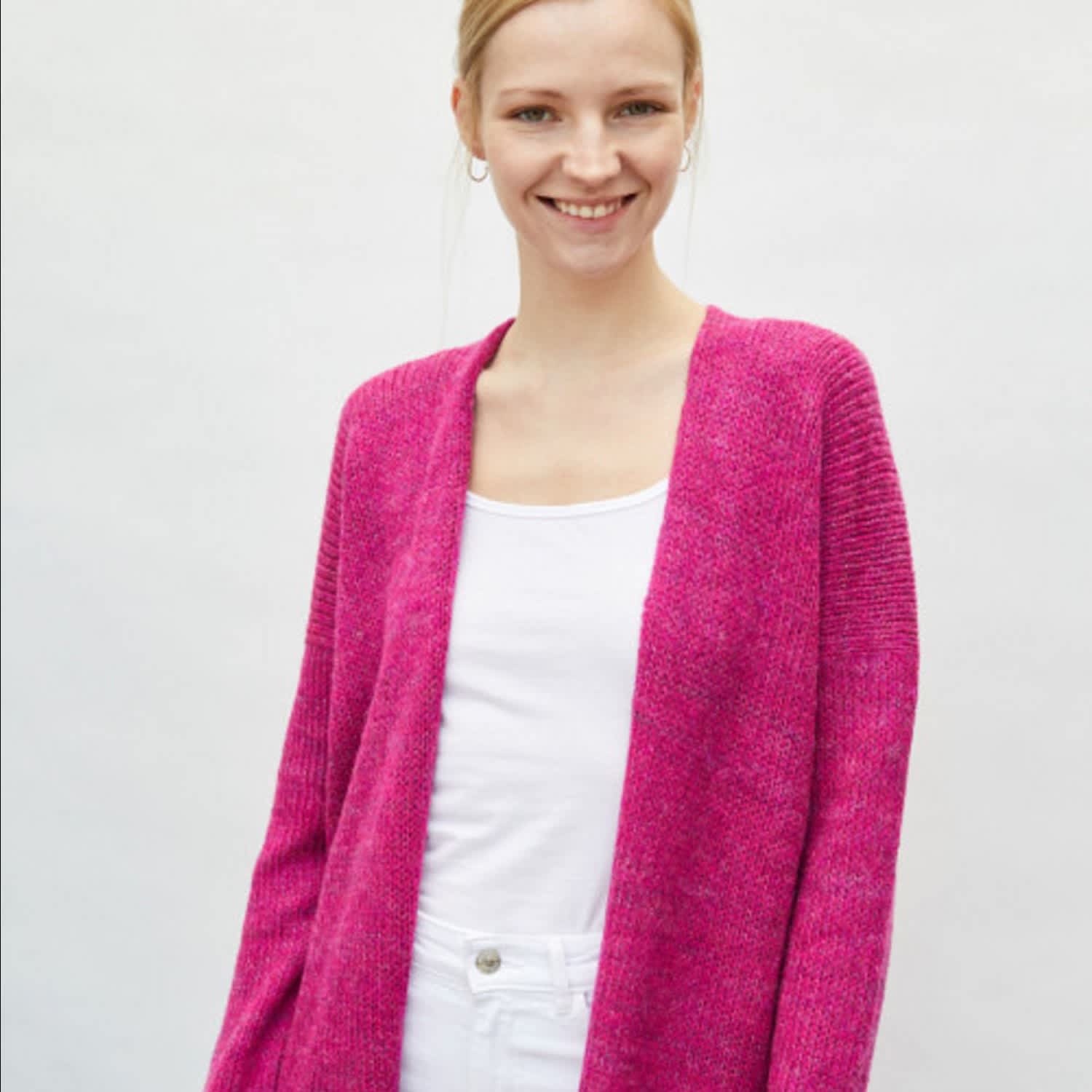 fuchsia cardigan
