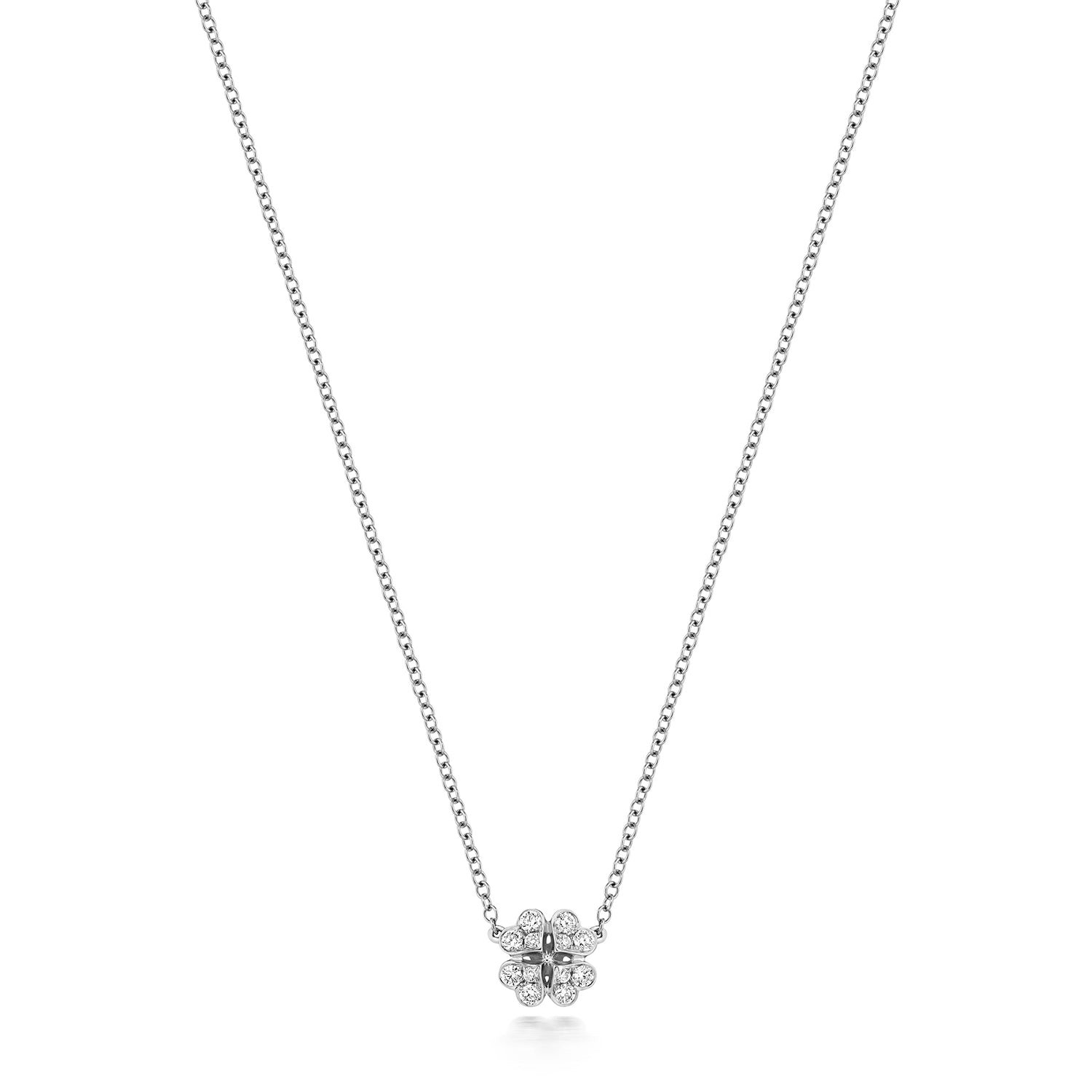 Women’s Diamond Clover Necklace In White Gold Cervin Blanc