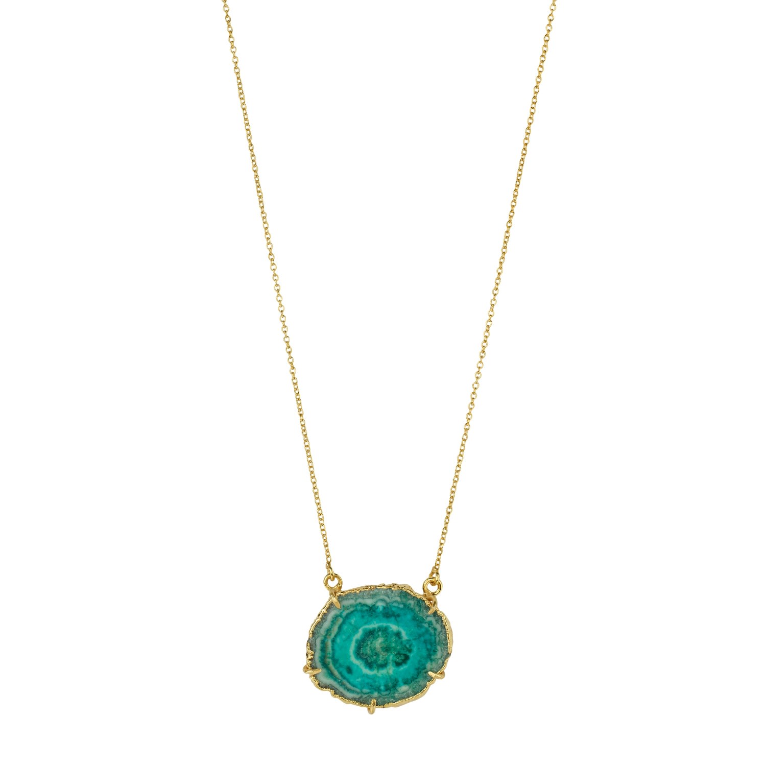 Yaa Yaa London Women's Green / Gold Aqua Green Gemstone Solar Power Gold Vermeil Necklace In Multi