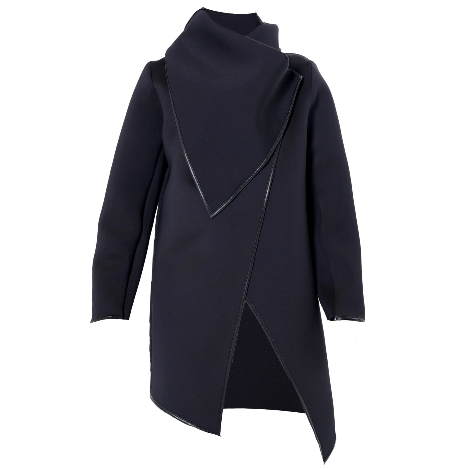 Metamorphoza Women's Asymmetrical Cotton Coat In Black In Blue