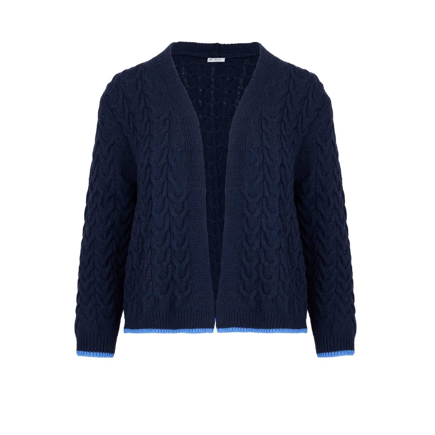 Women’s Blue Cashmere Mix Double Ply Cable Knitted Cardigan Navy One Size At Last...