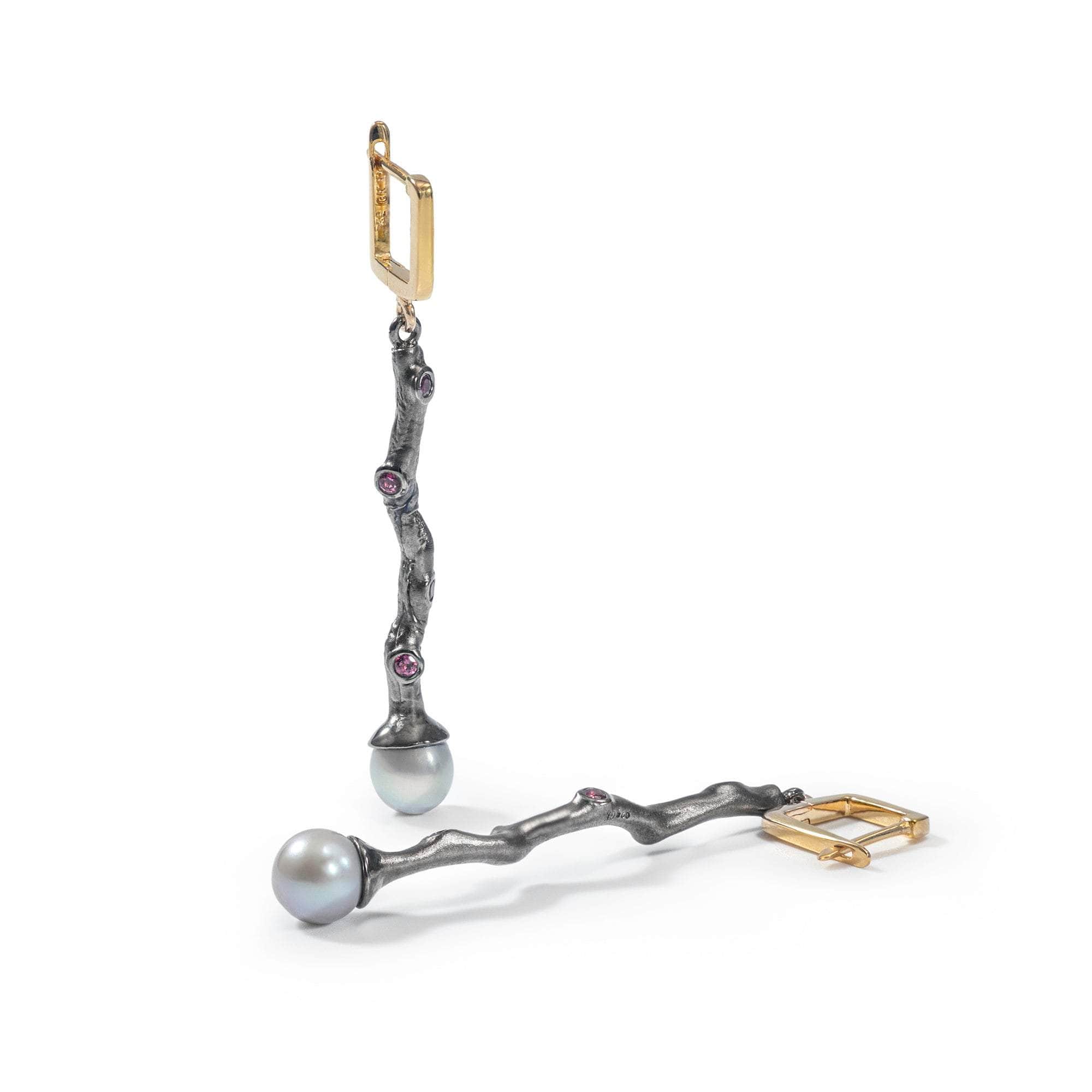German Kabirski Women's Grey / Silver Linnie Gray Pearl & Rhodolite Earrings In Gray
