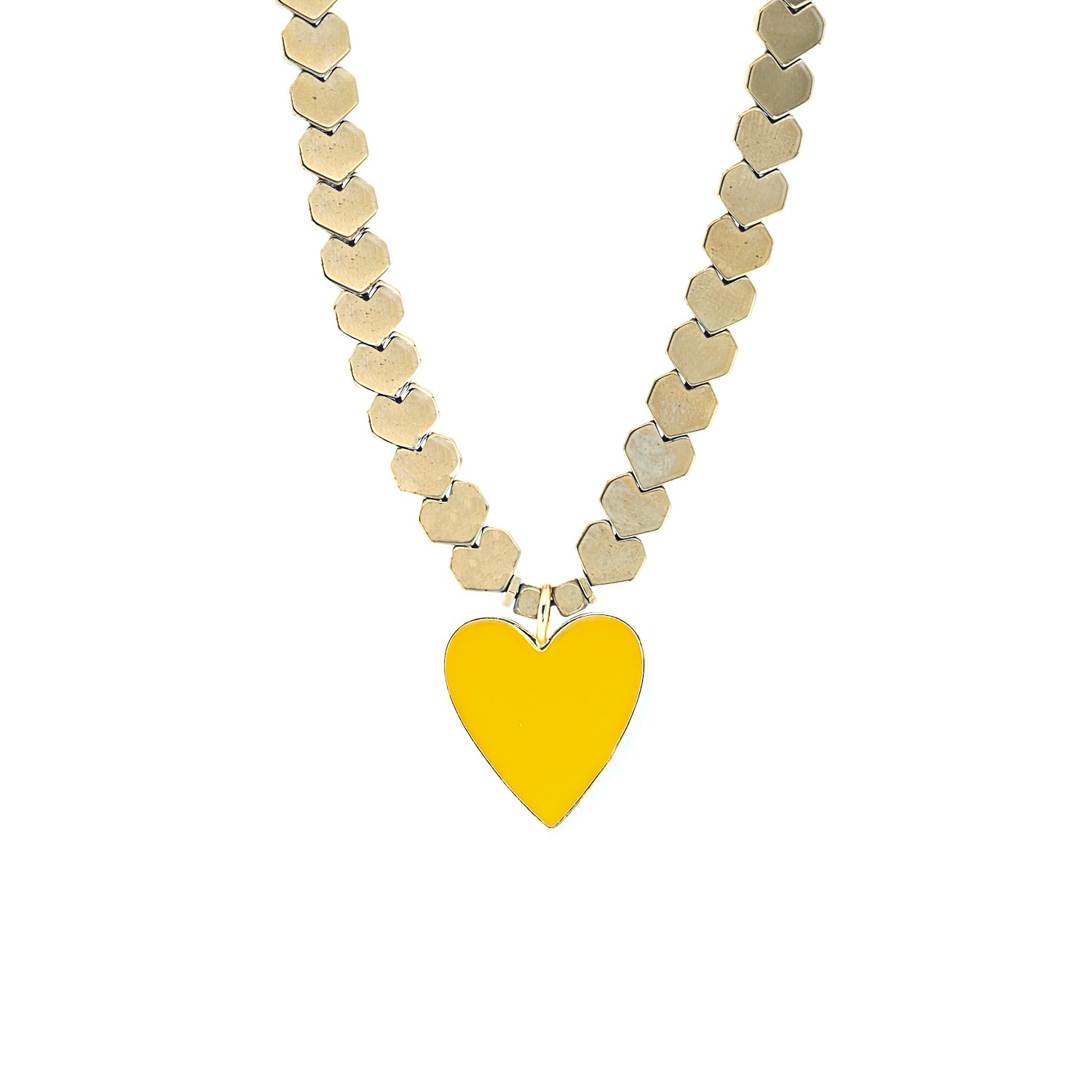 Women’s Gold / Yellow / Orange Happy Yellow Heart Beaded Necklace - Gold Ebru Jewelry