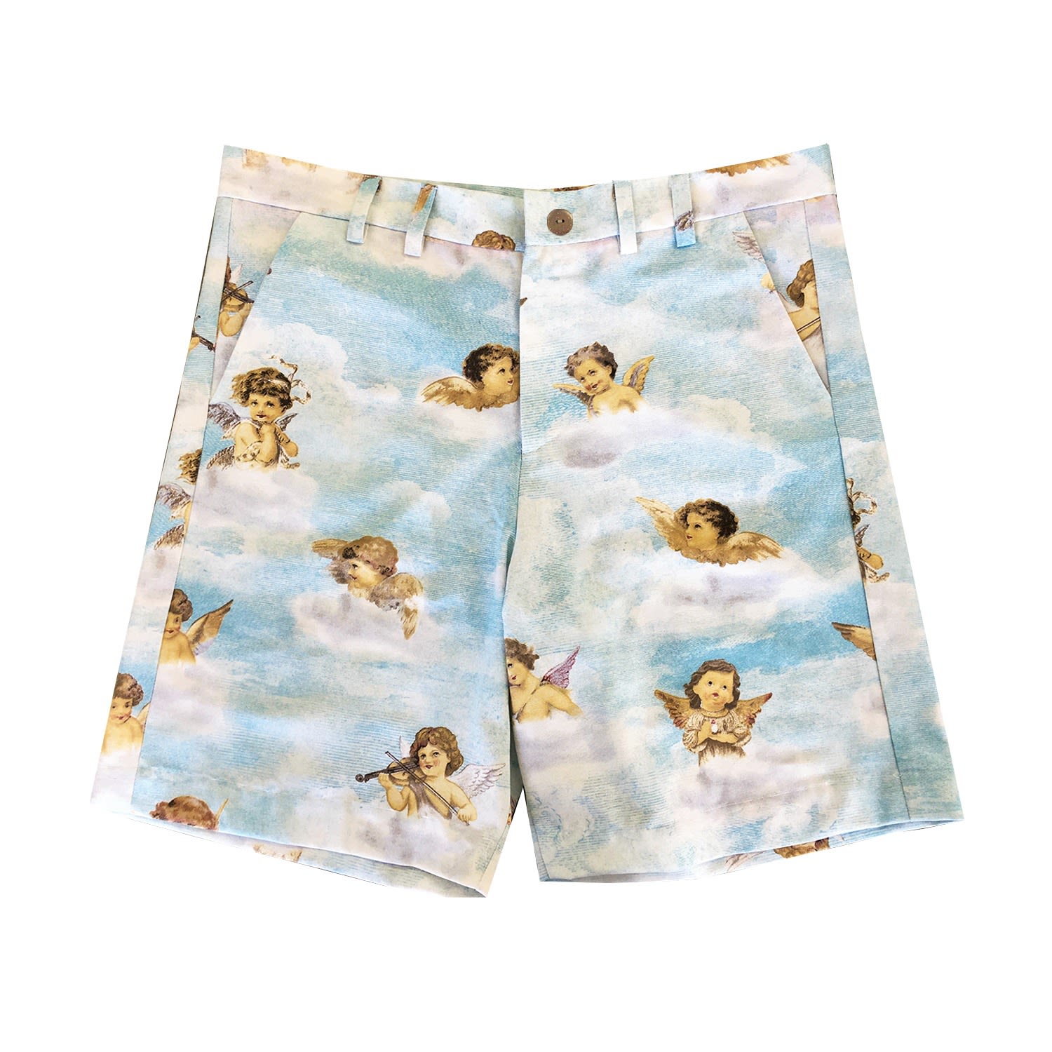 Quillattire Men's Blue / White Blue Sky And Cupid Print Shorts In Blue/white
