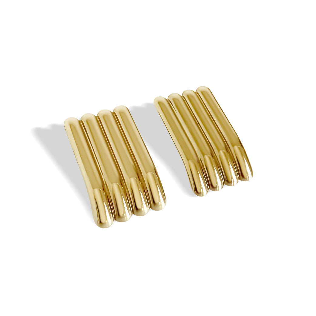 Anisa Sojka Women's Gold Rectangular Ribbed Earrings