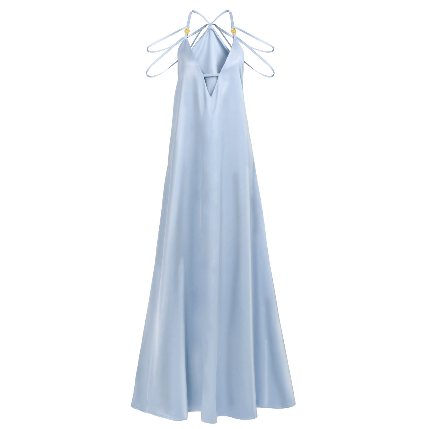 Women’s Blue / White Breeze - Strap Satin Maxi Dress Sky Blue Medium Kargede