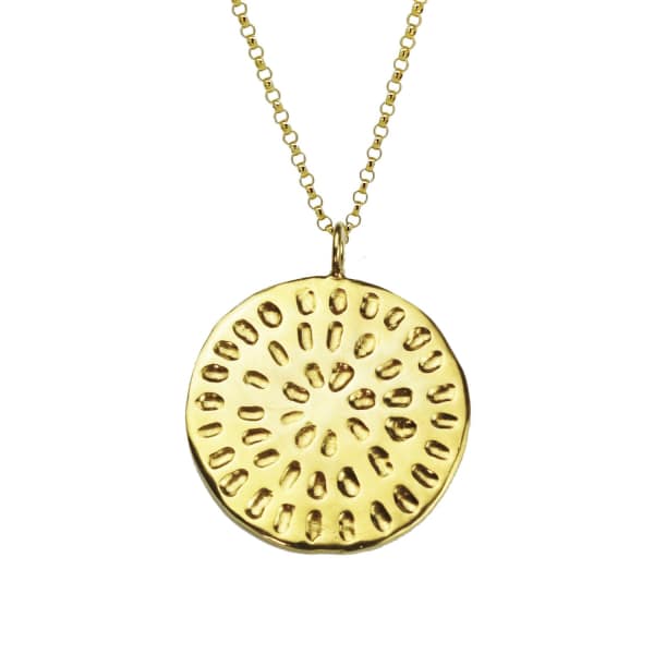 YVONNE HENDERSON JEWELLERY Moroccan Inspired Large Organic Disc Necklace Gold